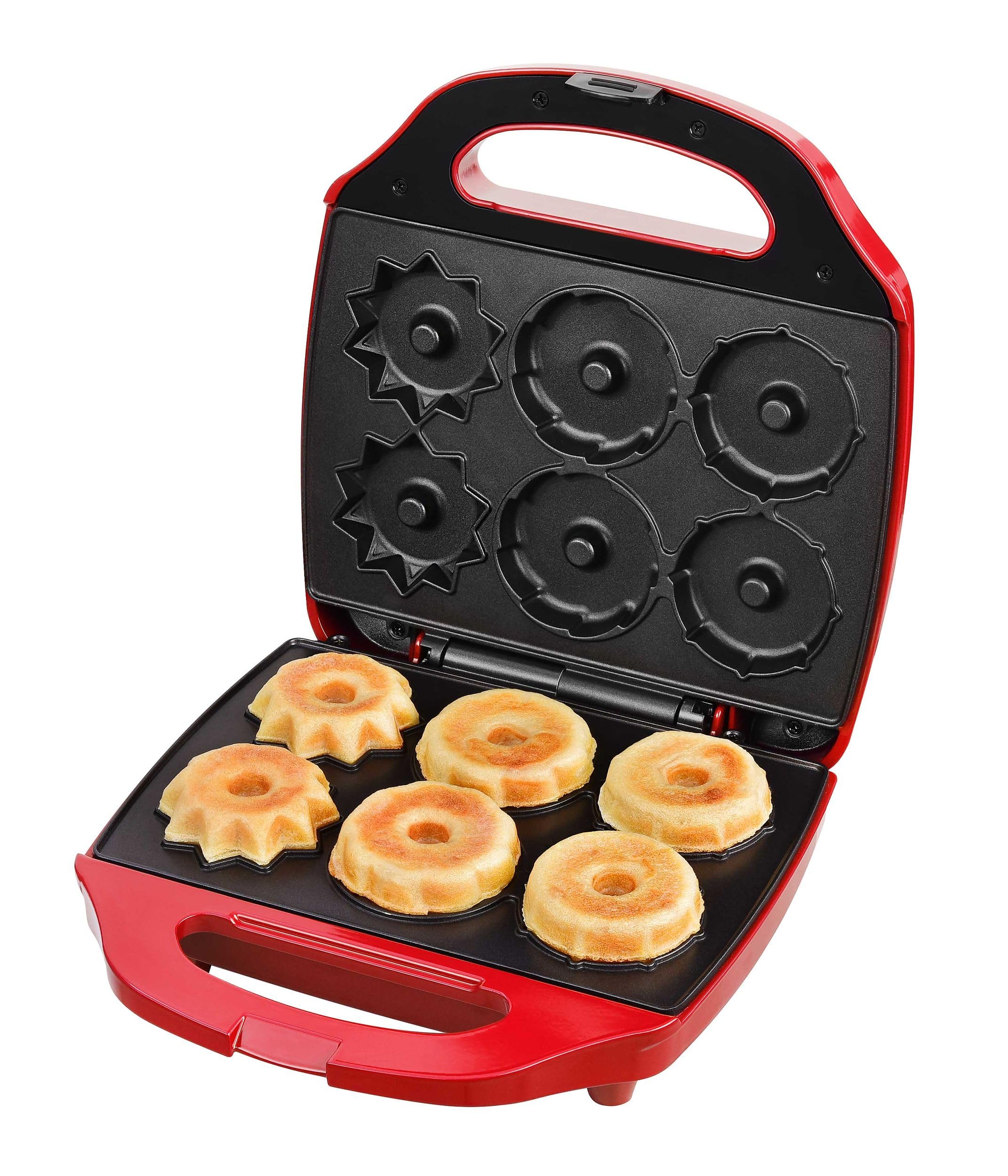 Kalorik TKG CKM 1007 RD Guglhupfbäcker Traditionsformen, 3 Formen für leckere Plätzchen, 900 W, Rot