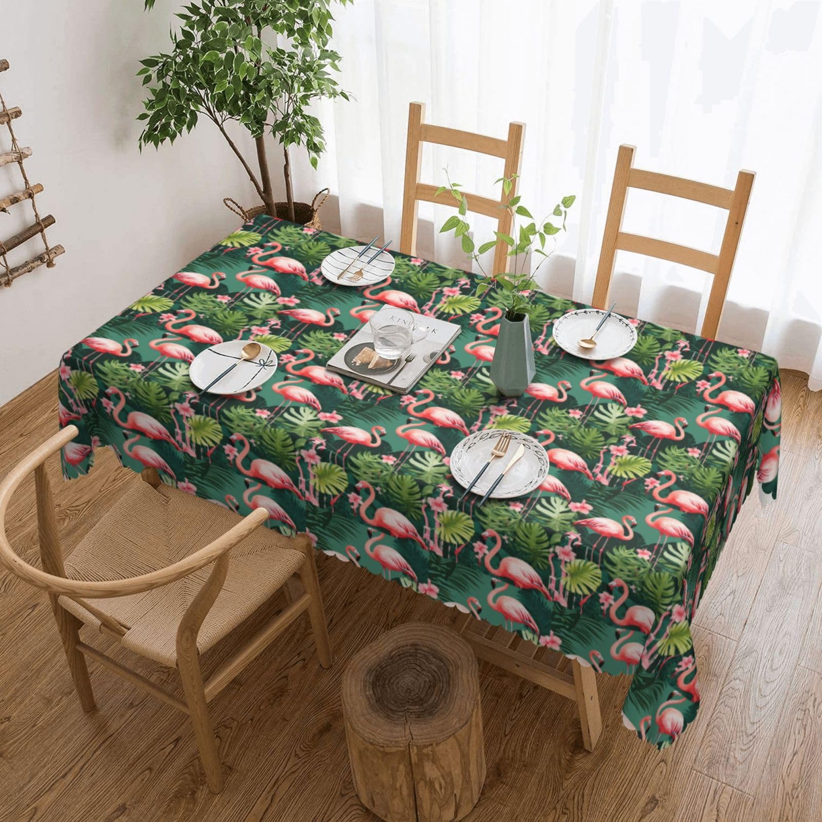 Nappe de table imprimé flamant rose réutilisable polyvalente format rectangle 137 x 182 cm