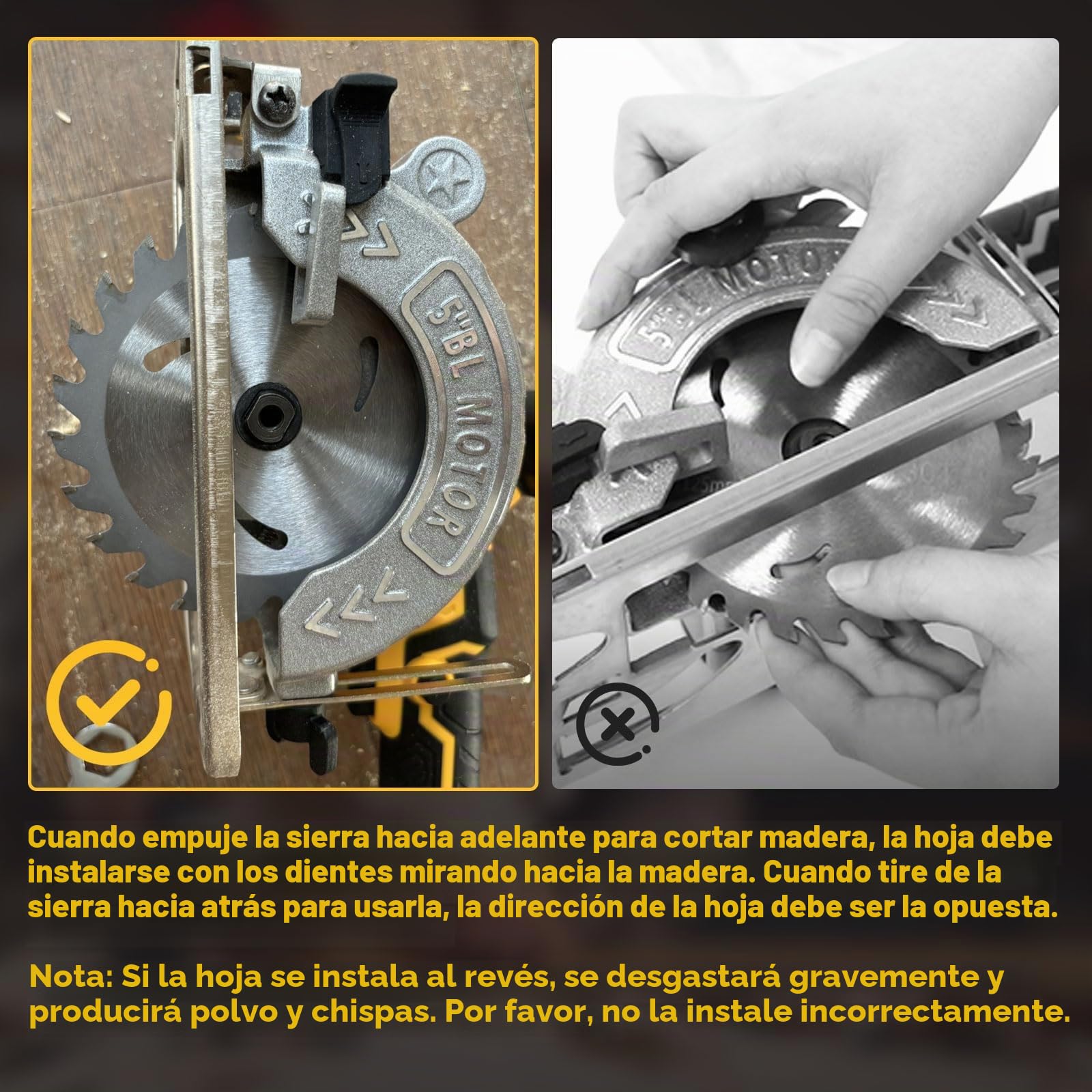 Sierra circular de mano compatible con batería Dewalt de 18 V, batería sin escobillas, mini sierra circular de 6200 rpm, profundidad de corte 40 mm (90º), 25 mm (45º), 3 hojas (125 mm)