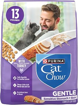 Purina Cat Chow Gentle Sensitive Stomach & Skin Dry Cat Food, 13 lb Bag