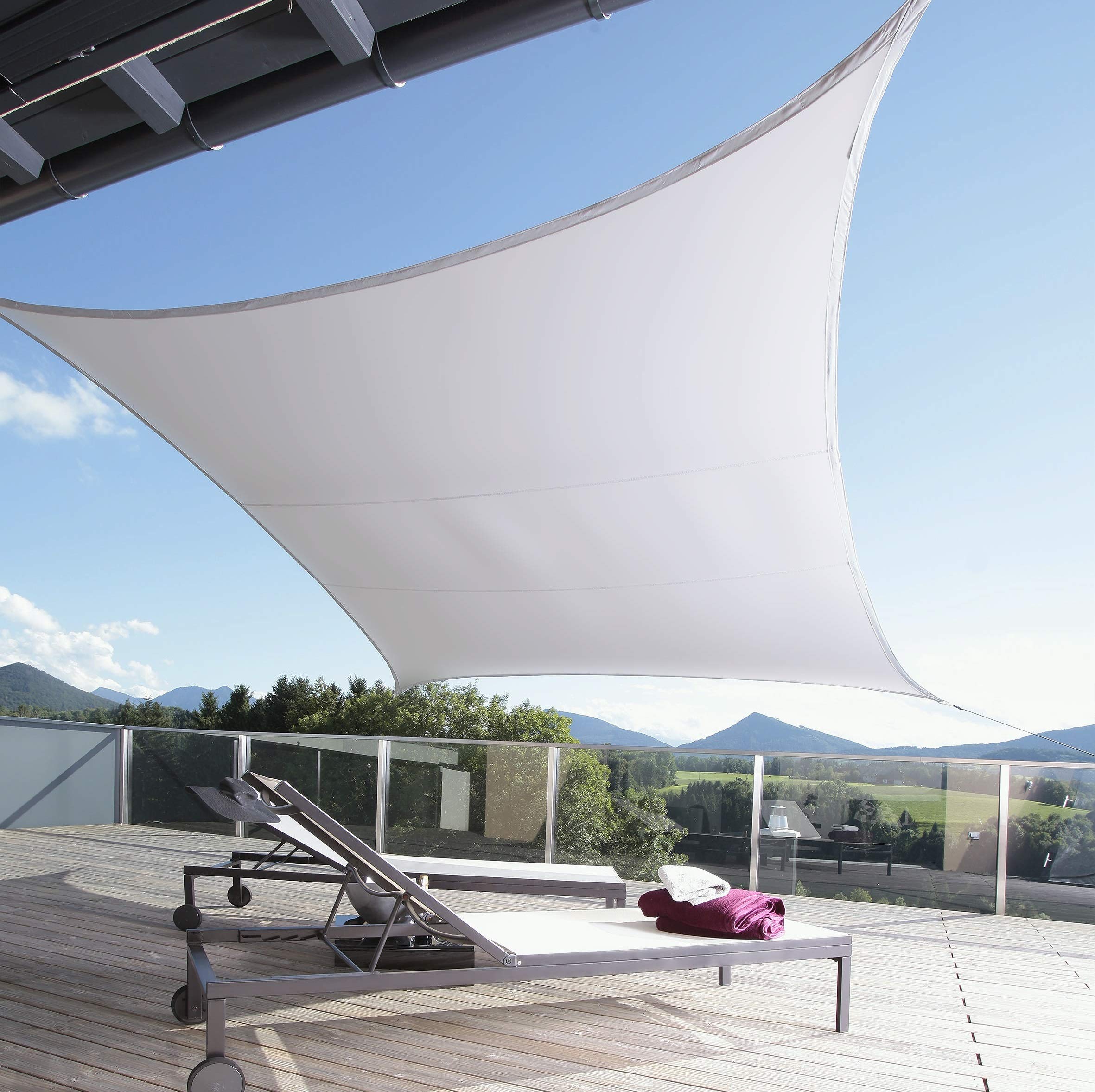 Windhager SunSail Riviera, Sonnensegel, Sonnenschutz, UV-Schutz, witterungsbeständig, wasserabweisend, Quadrat 3,6 x 3,6 m