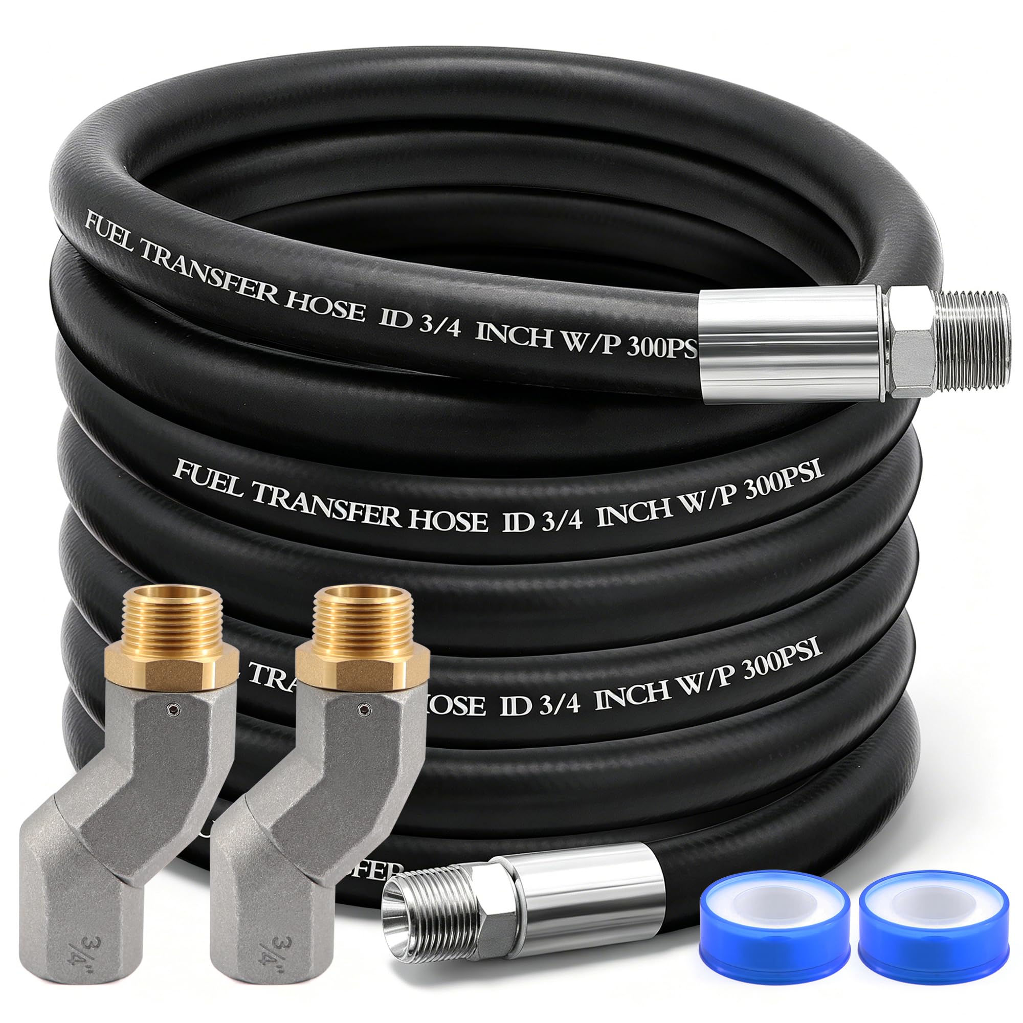 3/4" Fuel Transfer Hose 20FT,Farm Pump Hose with 2PCS Swivels for Gasoline
