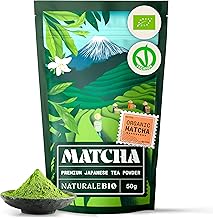 NaturaleBio Japanese Organic Matcha Green Tea Powder - Premium Grade - 50g. Tea Produced in Japan, Uji, Kyoto. Use for Drinking, Smoothie Making and with Milk. Vegan & Vegetarian Friendly