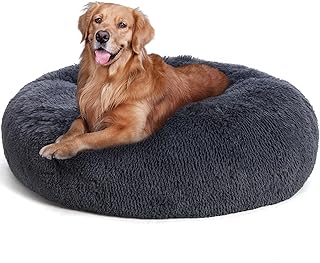 HMTOPE Orthopädisches Hundebett rund Hundekissen Hundesofa Katzenbett Donut Kuscheliges Hundekorb Waschbar, 100 cm Ø, Dunkelgrau product image