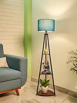 Metal Floor Lamp with 3 Shelves (Royal Blue) LED Bulb Included