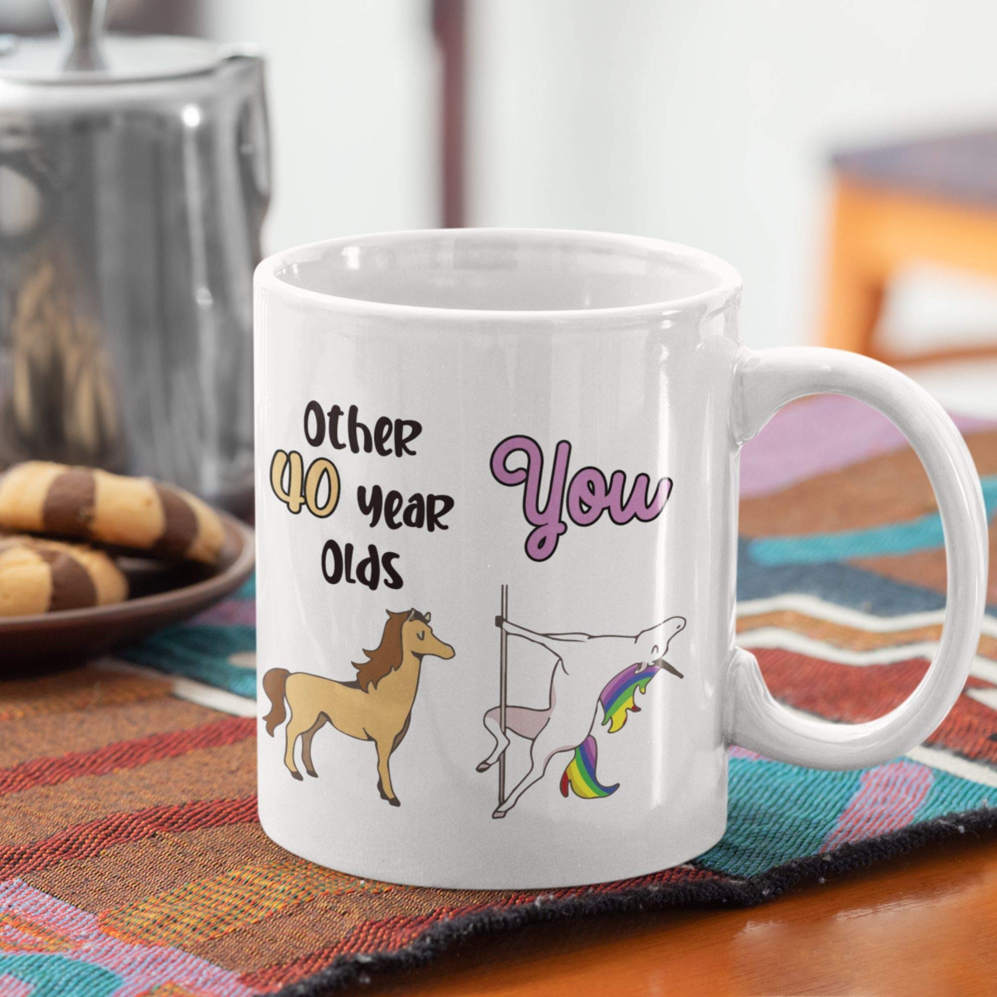 Tazza 40 Anni Unicorno - Idea Regalo Compleanno, Ceramica Bianca Con Design Divertente - Foto 2