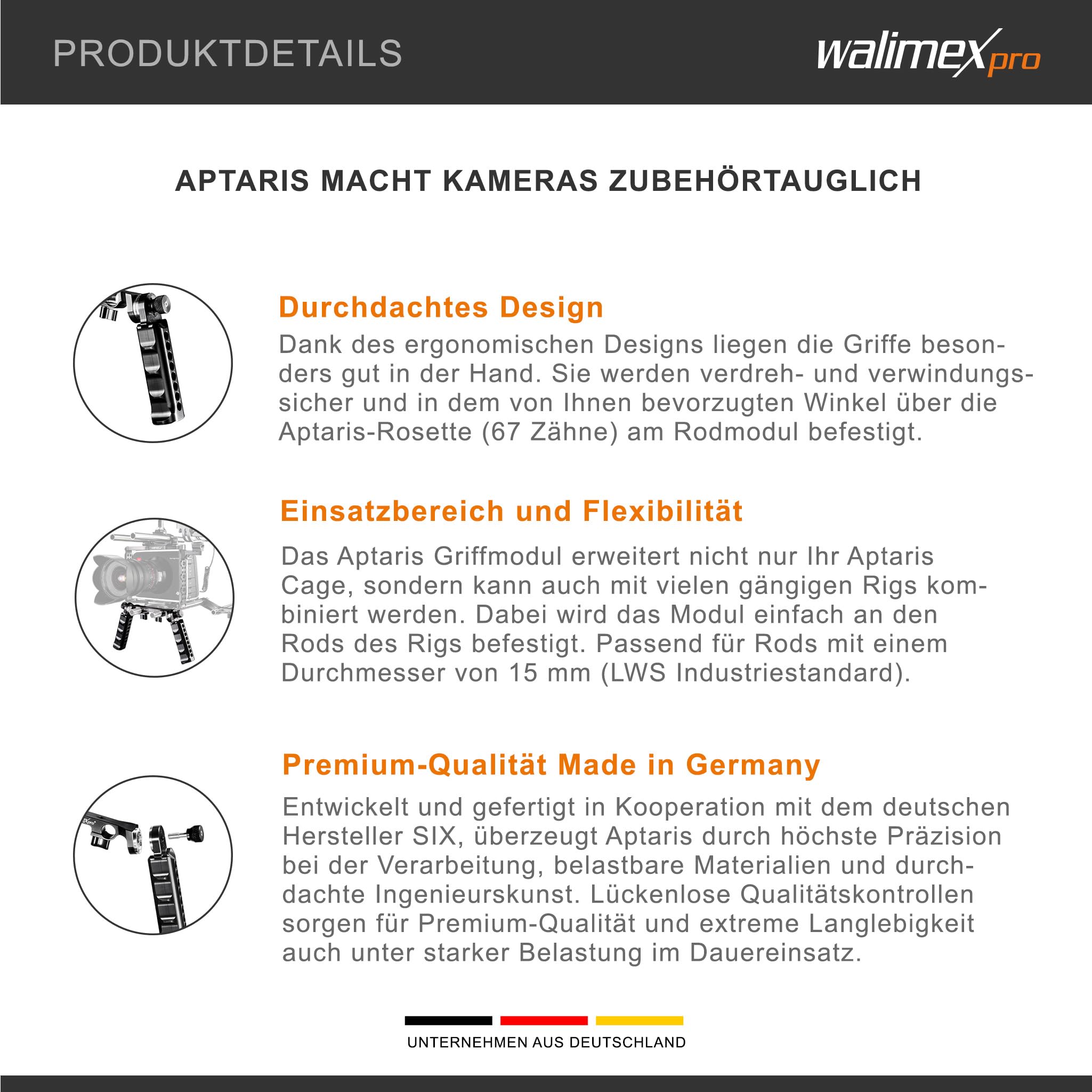 Walimex Pro 19900 Stabilisateur d'épaule/système de Soutien pour Appareil Photo Reflex/Caméra vidéo 15 mm