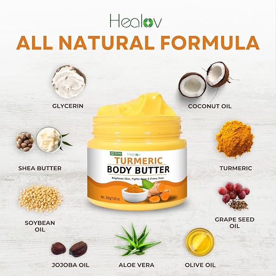 Turmeric Face Cream All Natural Skin Brightening Cream Turmeric Whipped Body Butter for Dark Spot Care & Uneven-Looking Skin Turmeric Skincare Moisturizes, Nourishes & Promotes a Radiant Glow