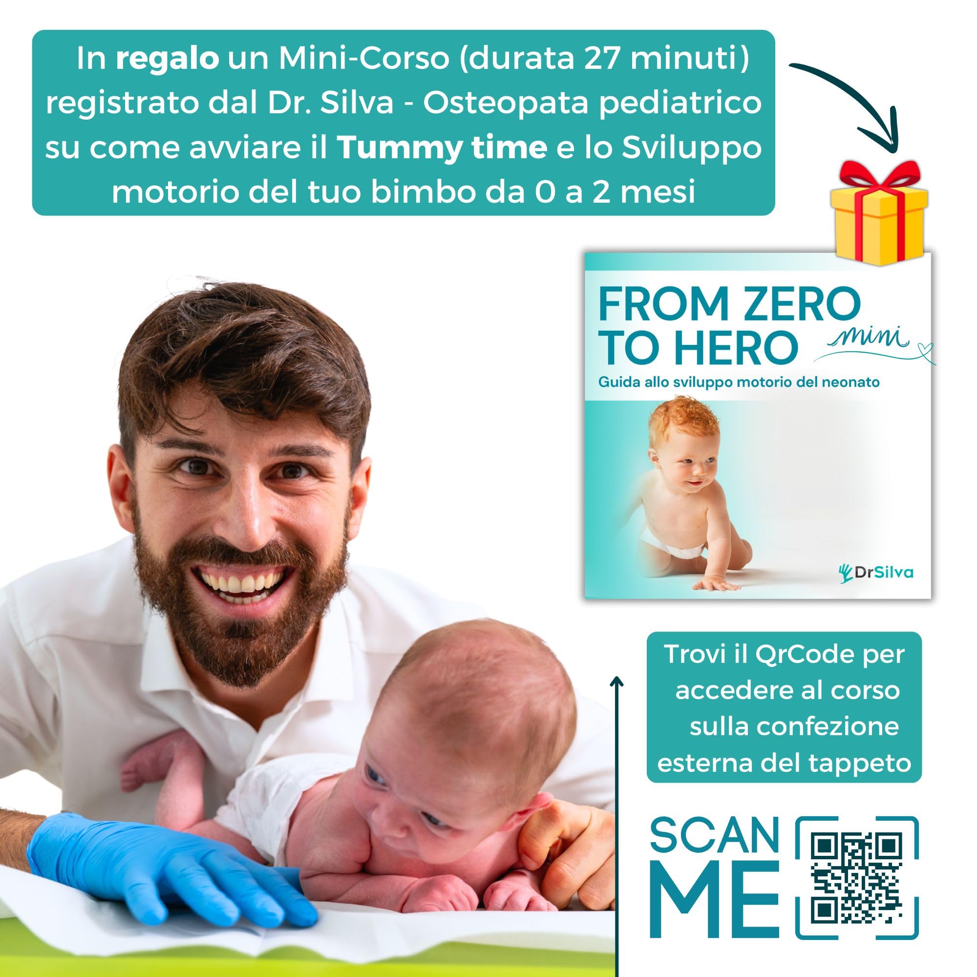 DR-SILVA Tappeto Gioco per lo Sviluppo Motorio di Bambini e Neonato. Sicuro, Atossico, Spessore 1,5 cm, Grande 200x150 cm, Pieghevole, Portatile, Anti-Scivolo, Lavabile, Morbido e Anti-urto.