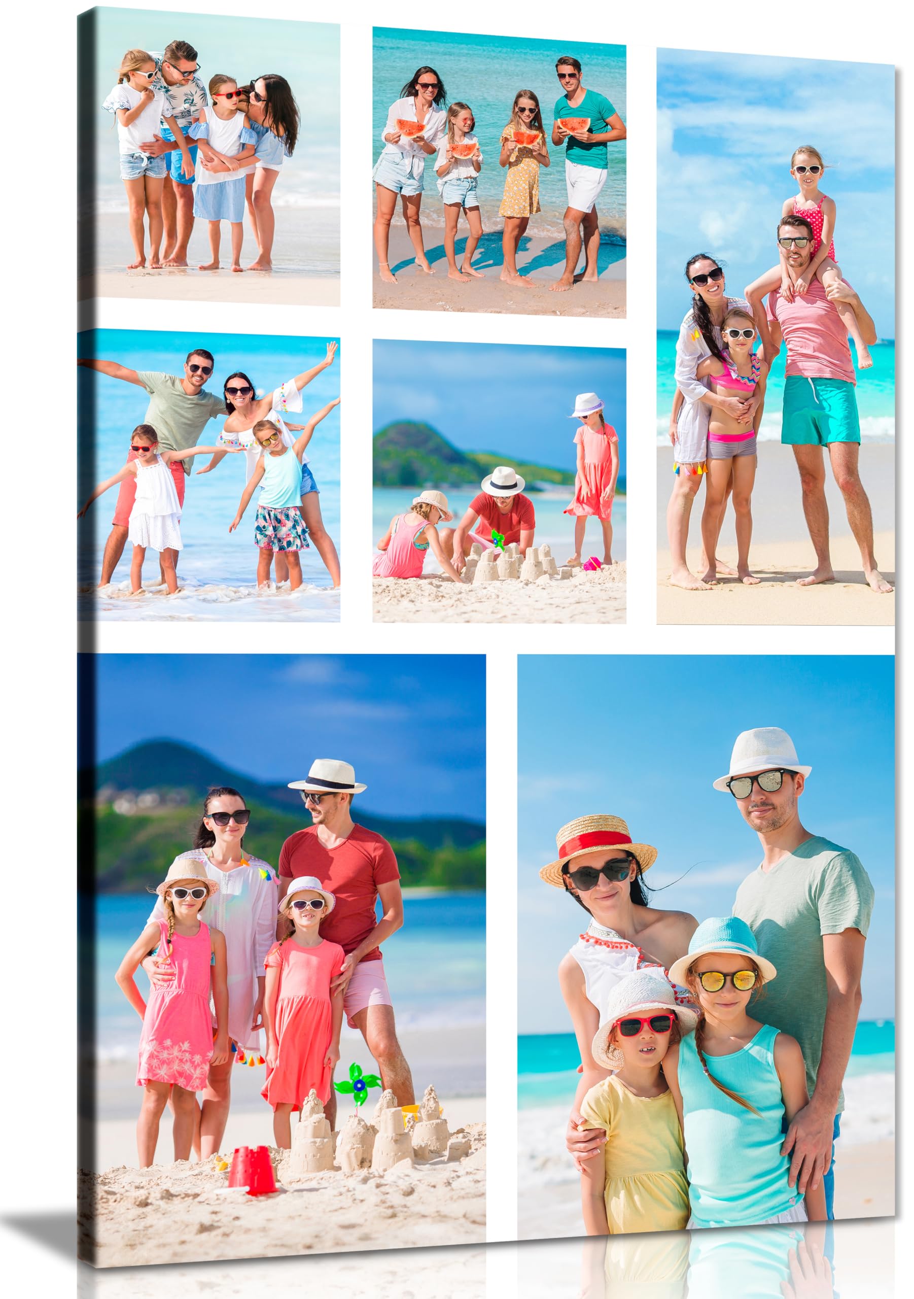 7 Photo Collage Portrait Personalised Canvas Print – Custom Photo Collage Wall Art – Multiple Sizes via “Customise Now” – Custom Printed Gift for Home & Occasions