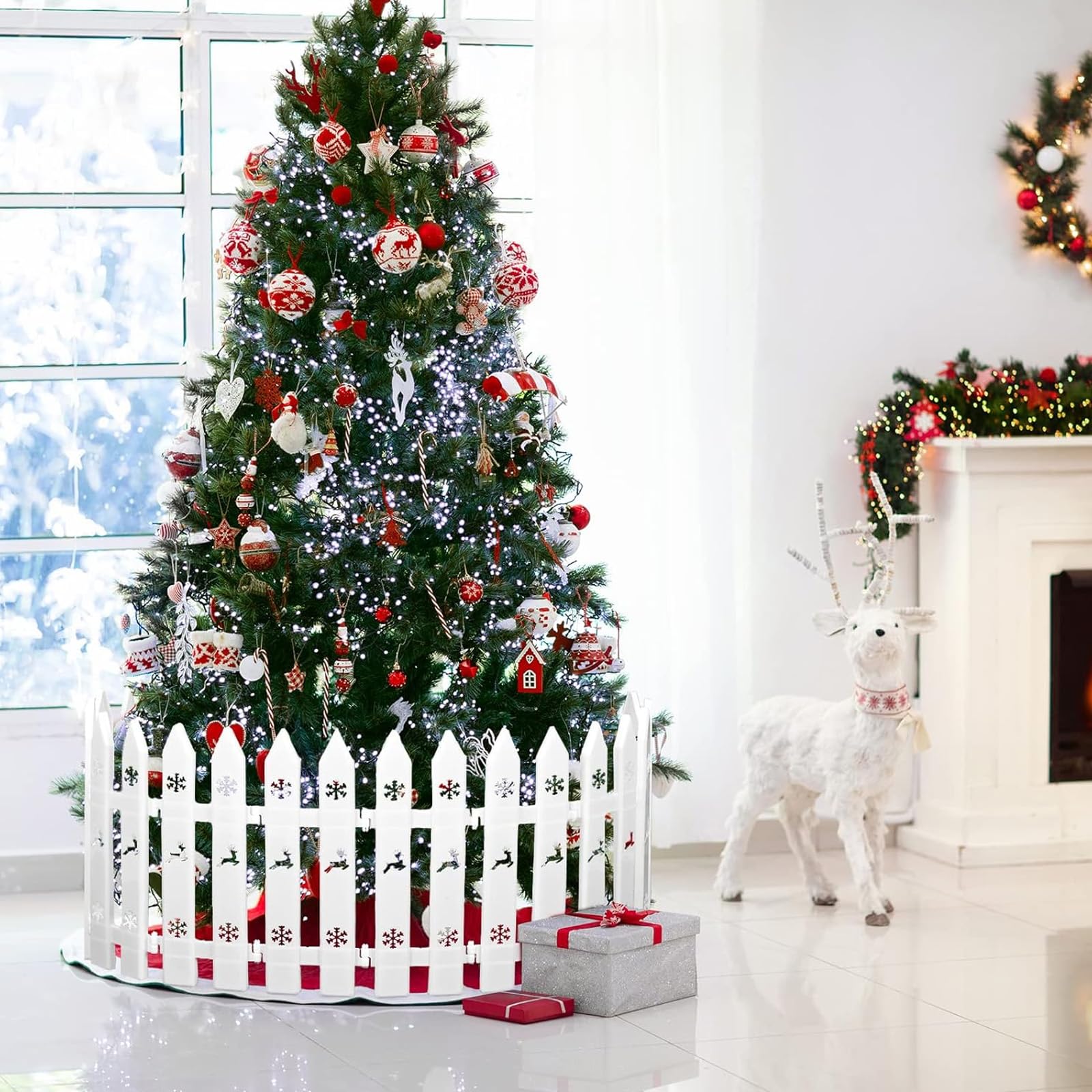 Recinto per Albero, 24 Pezzi Mini Staccionata Bianca in Plastica