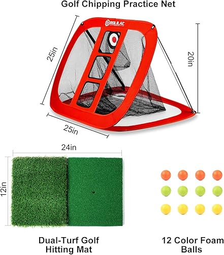 Miniatura 10 de RELILAC Red de golf pop-up  Accesorios de objetivo de golf para interiores y exteriores, para precisión en el patio trasero y práctica de columpio,