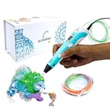 SCRIB3D P1 3D Printing Pen with Display - Includes 3D Pen&comma; 3 Starter Colors of PLA Filament&comma; Stencil Book &plus; Project Guide&comma; and Charger