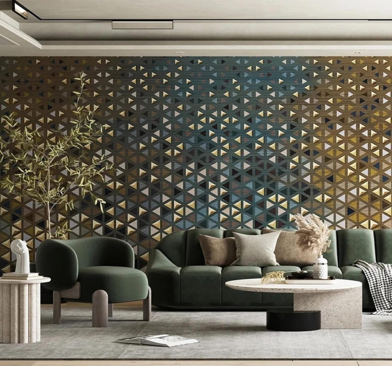 XLMING Luxury Vintage Geometric Relief Art 3D Wallpaper Luxury Home Dining Decor Paste Sofa Living Room The Wall for Bedroom Mural-430cm×300cm