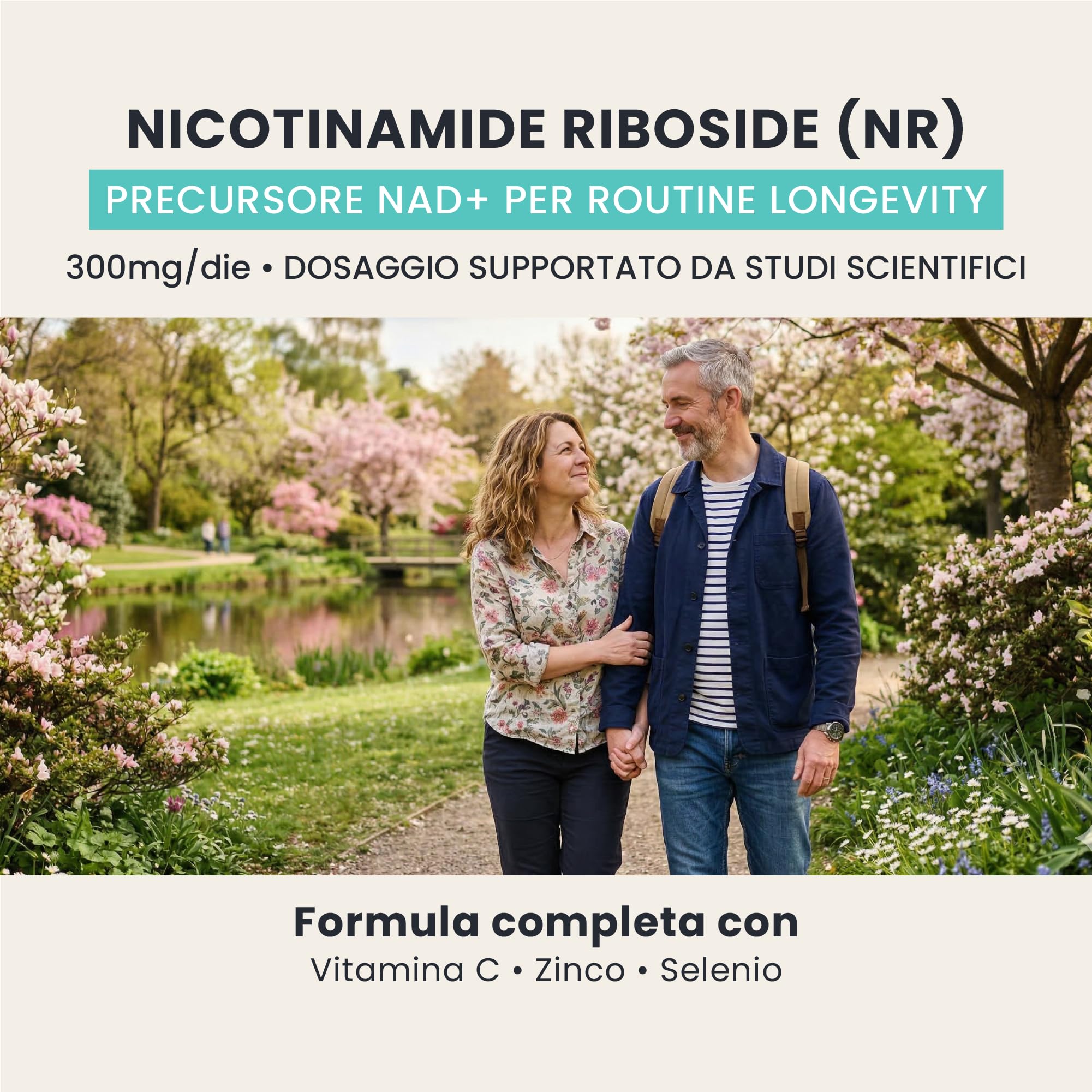 Age NAD+ - Integratore Longevity - NR 300 mg - 30 giorni (60 caps) - Vegan, senza glutine e lattosio, aroma pesca - Antiossidanti - Collagene - Energia - Vitamina C, Zinco, Selenio