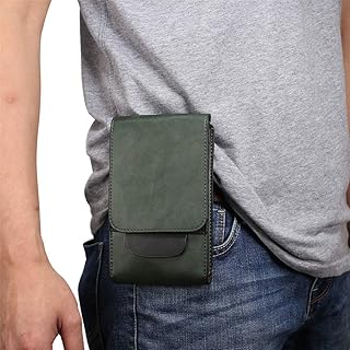 Uomo Marsupio in Pelle per Cellulare, Fondina Cellulare Cintura con Clip, 6.3