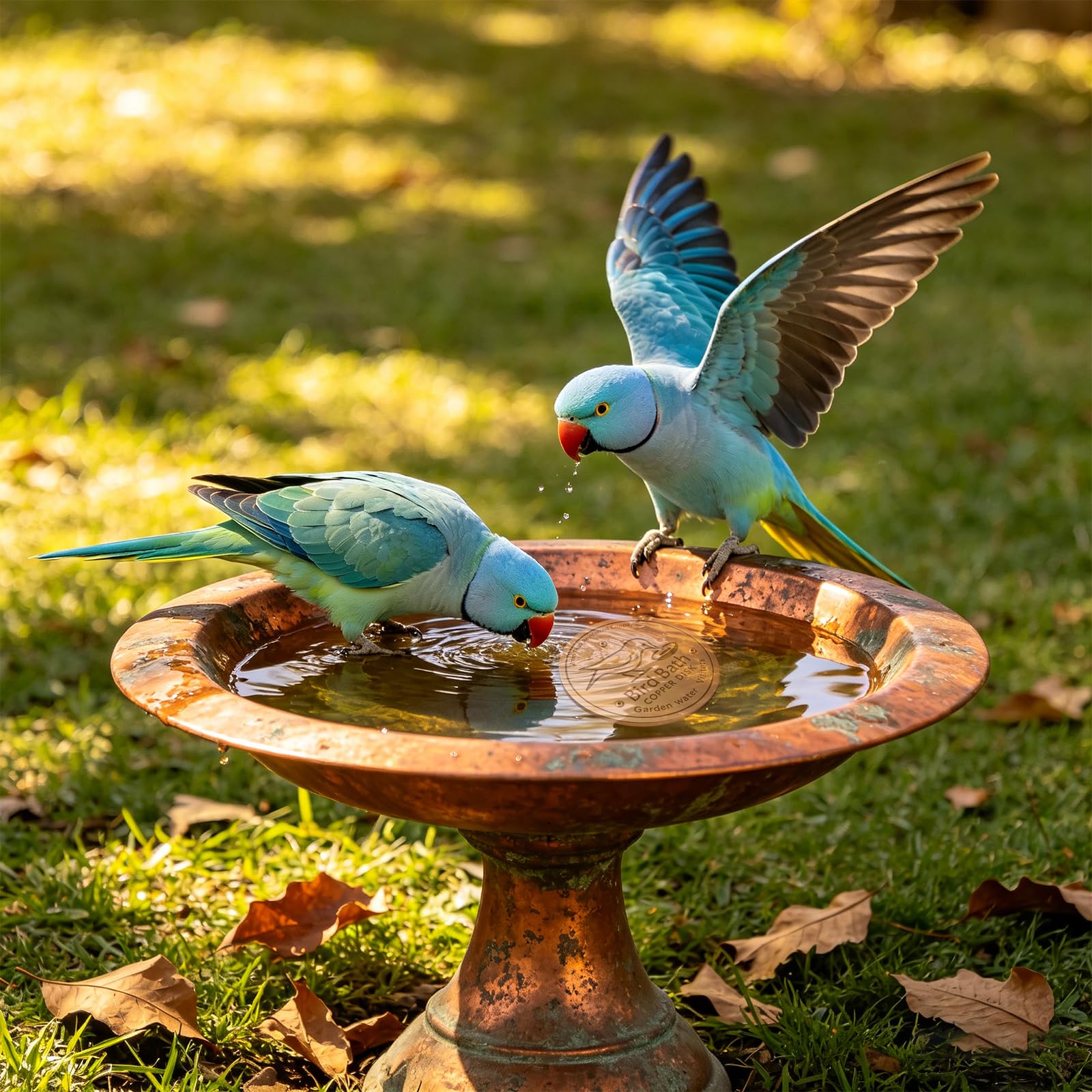 Kupfer-Vogeltränke, 2 mm dick, natürlicher Wasserreiniger mit 3-Punkt-Unterstützung, sicherer Algenhemmer für den Außenbereich, Garten, Vogeltränke, ganzjährig, 2 Stück