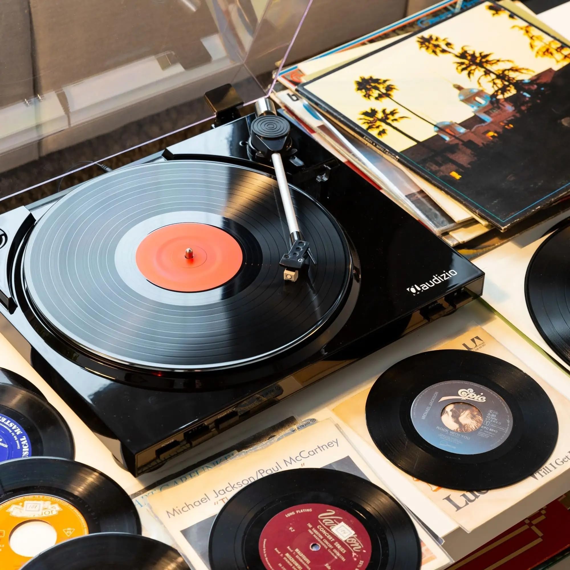 Audizio RP310 Platine Vinyle - Noir, Tourne-Disque avec Retour Automatique, 33 et 45 Tours, Cellule Audio Technica, Sortie HiFi RCA, Idéale pour Écouter Vos Anciens Vinyles