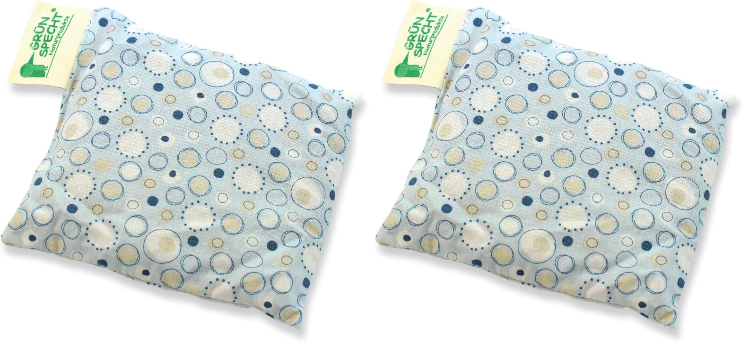 Traubenkern-Kissen 12x12cm, Wärmekissen für Babys & Kleinkinder, bei Blähungen & Bauchschmerzen, hellblau (152-V2) (Packung mit 2)