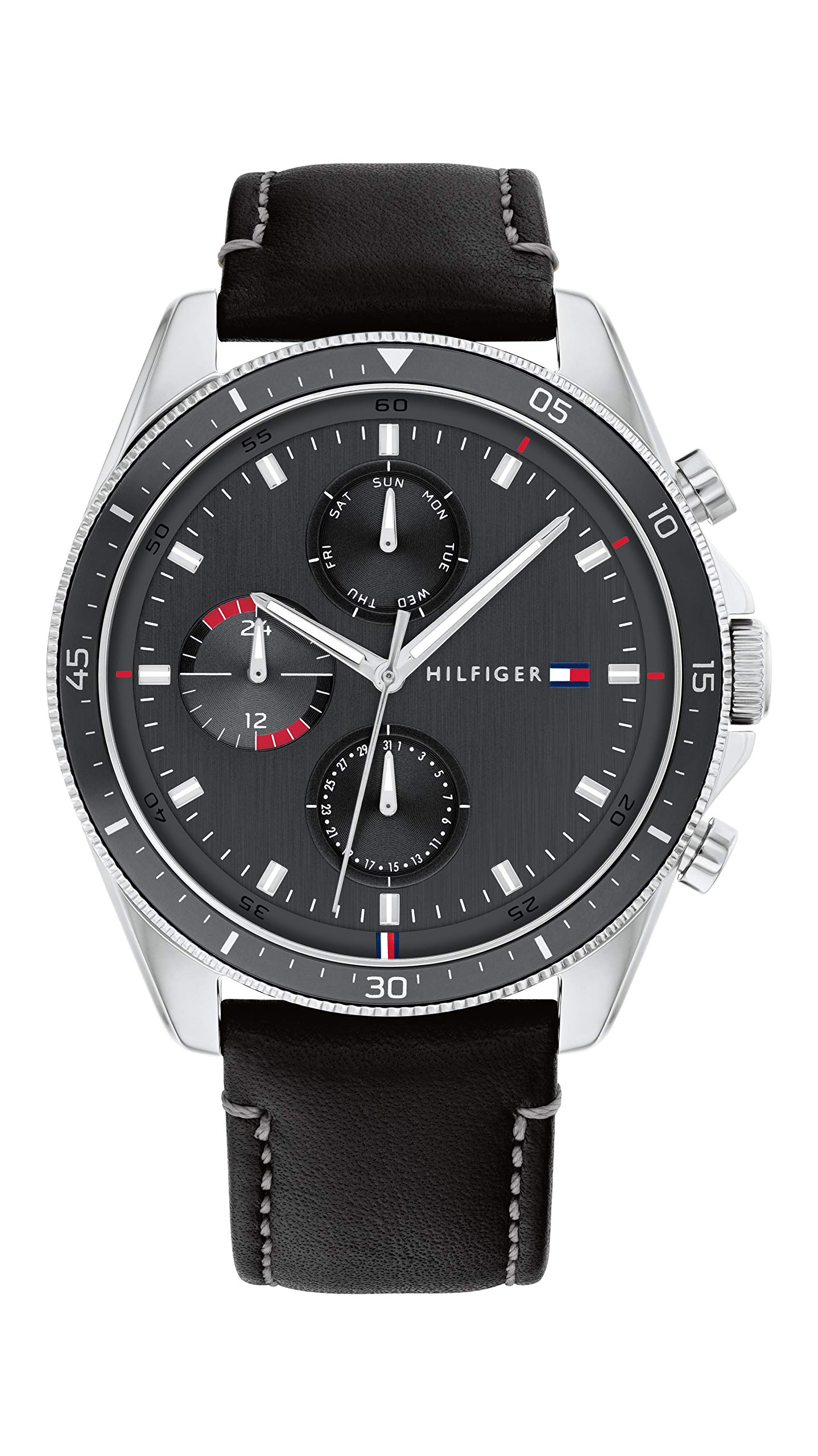 Tommy Hilfiger Analogue Multifunction Quartz Watch for Men with Black Leather Strap - 1791838