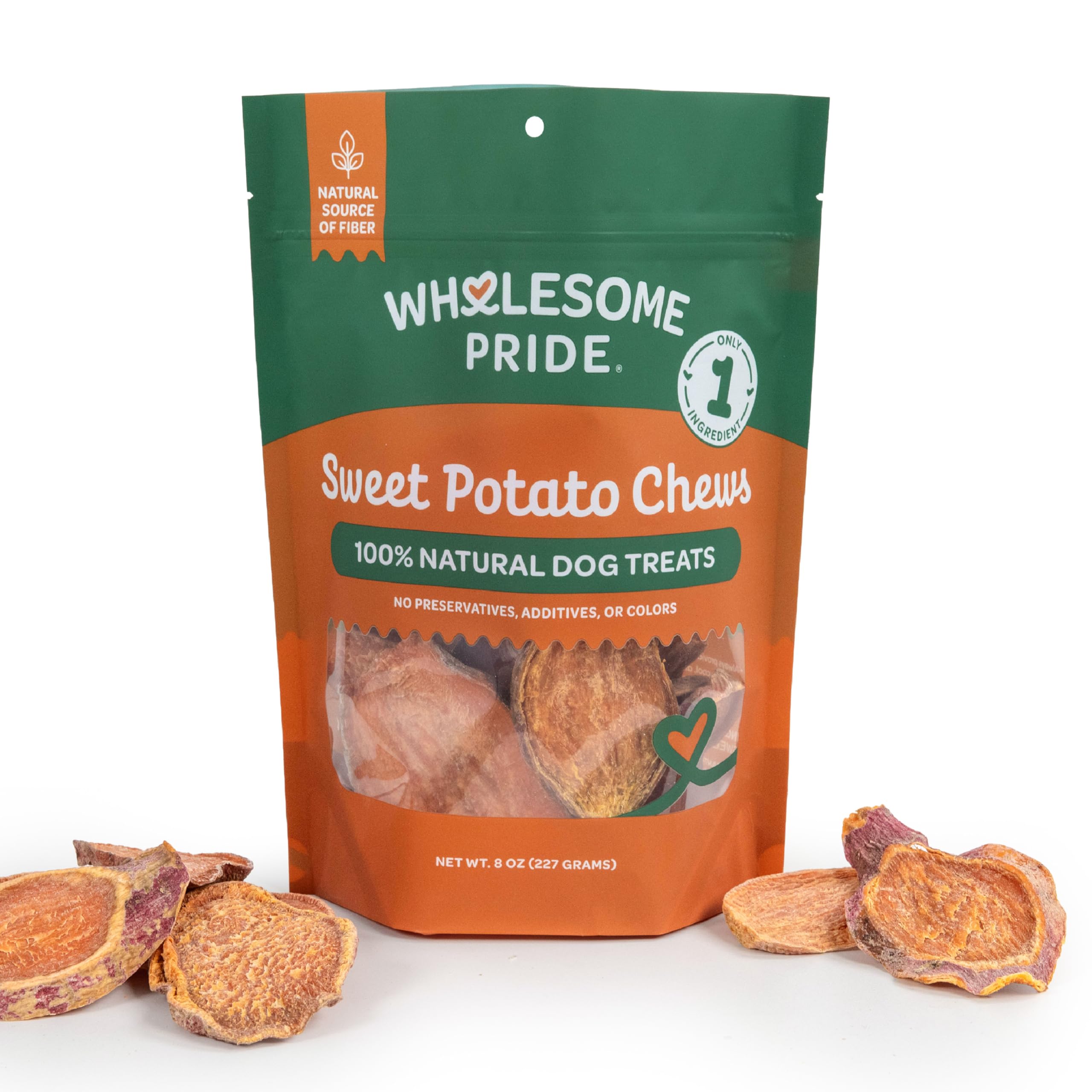 Wholesome Pride Sweet Potato Chews 100% All-Natural Single Ingredient Dog Treats, 8 oz