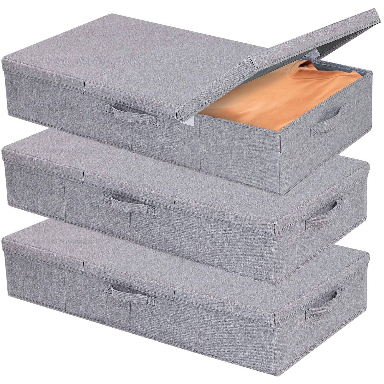 Unterbettkommode, Grau Aufbewahrungsbox, 3 Pack, 80x40x15cm | Unterbettkommoden,Unterbett Aufbewahrungsboxn,Kleiderschrank Organizer,Aufbewahrungstasche,Stoffboxen mit Griff
