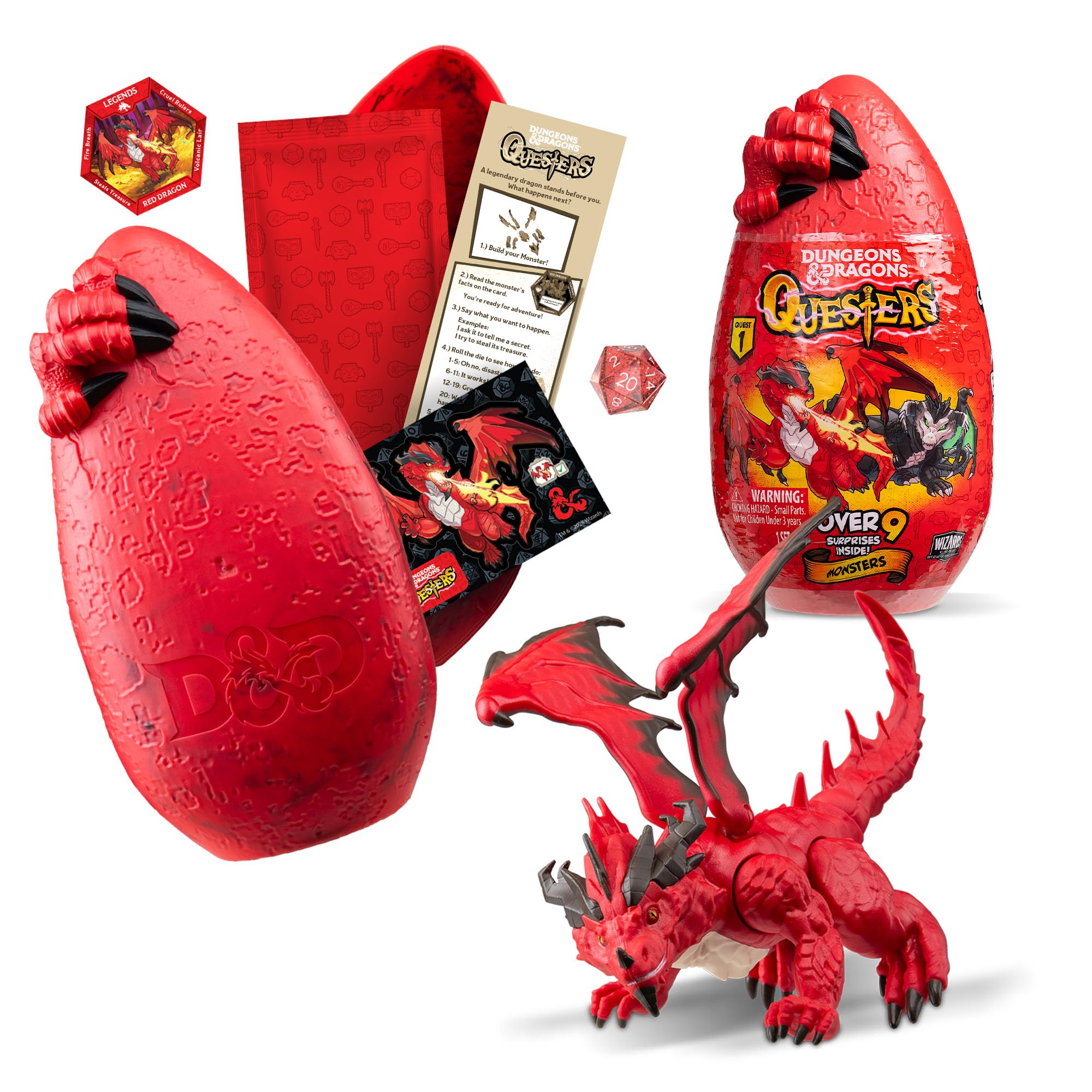 D&D Questers Red Dragon Buildable Figure, Lava-Inspired Finish, Age 4+