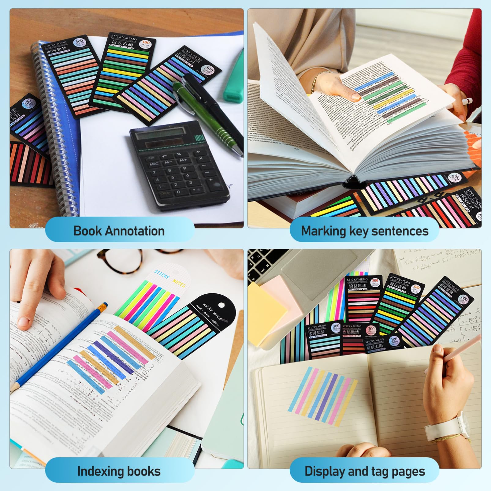 Tofficu 5 Sätze Index-aufkleber Buchmarker Buchmarkierungen Klebestreifen Für Bücher Klebrige Indexregisterkarten Das Etikett Highlighter Tape Klebrig Seitenmarkierungen Papier 8 Packs*5