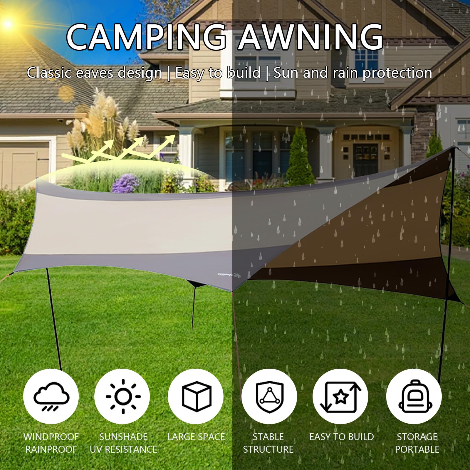 Zeltplanen 5.6x5.6m UV-beständiger Tarp wasserdicht Ultraleicht Camping Picknick