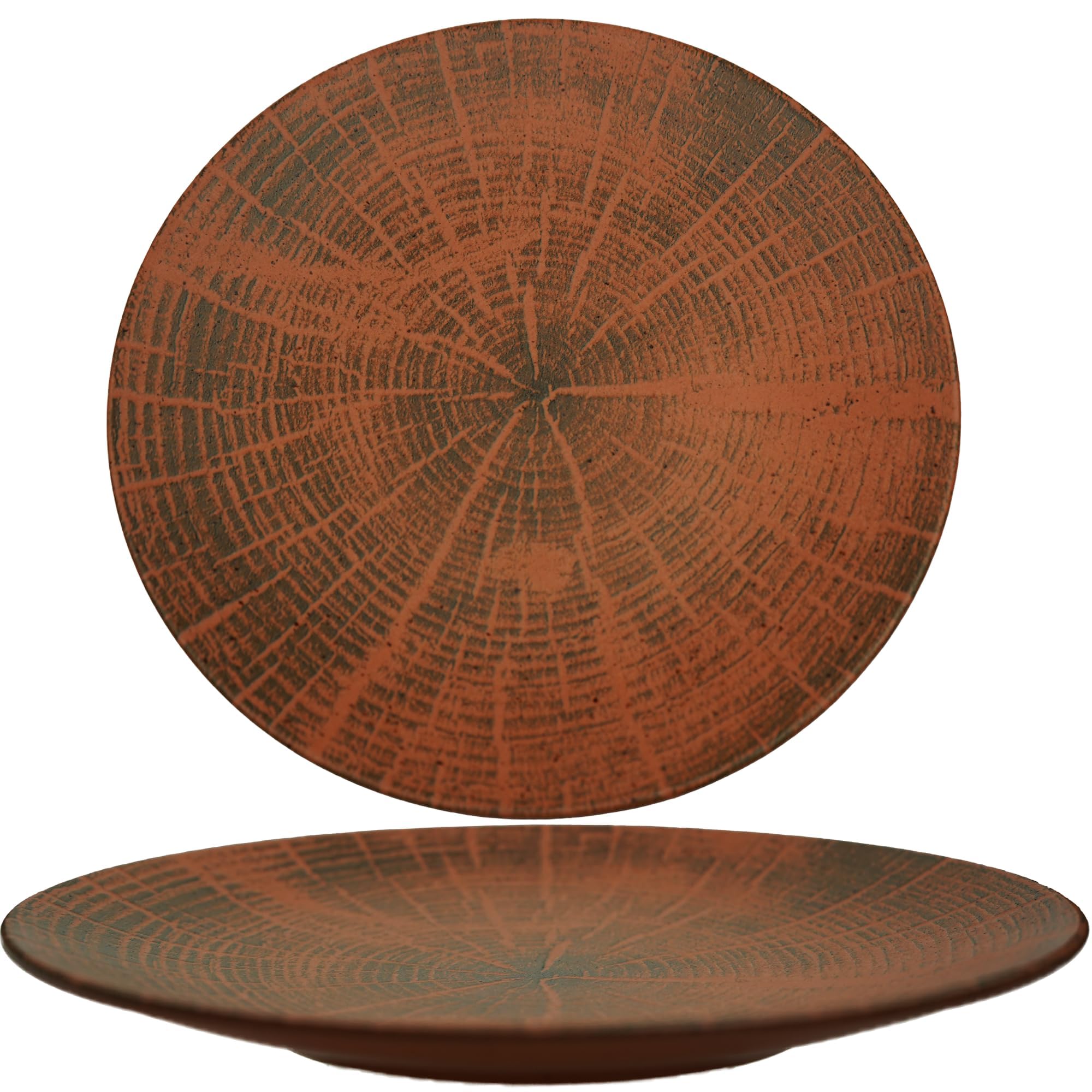 summa Pack de 6 platos llanos coupe 27cm - Colección Forest - Color Terracota - Platos de Gres - Diseño elegante y moderno - Uso en casa y restaurantes