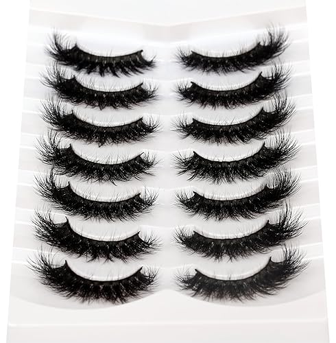 Miniatura 429 de Pooplunch Pestañas postizas de pelo de visón sintético, estilo de ojo de gato, paquete de pestañas postizas naturales esponjosas, paquete múltiple