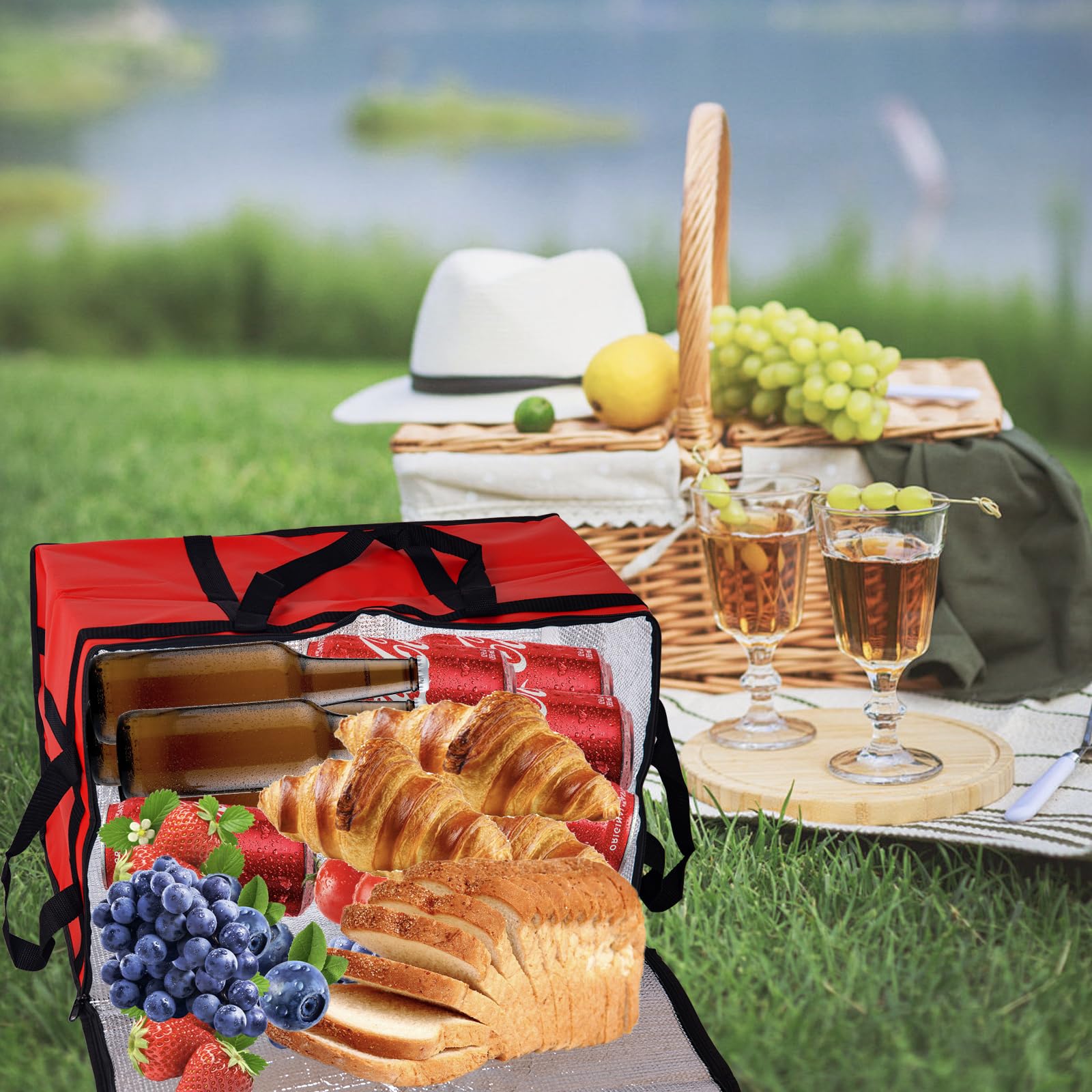 Isolierte Lebensmittel-Liefertasche, XXXL Lebensmittelwärmtasche, kommerzielle Gastronomie-Tasche, Kühltasche, Mahlzeit-Liefertaschen, Thermobeutel für heiße Speisen – isolierte
