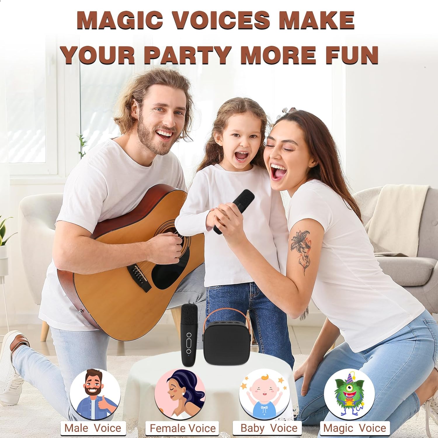 Karaoke Machine for Kids, 2026 Top Valentine's Birthday Gifts for 4, 5, 6, 7, 8, 9, 10, 12+Years Old Girls Boys Grandkids, Portable Bluetooth Speaker with 2 Wireless Microphones Party (Black)