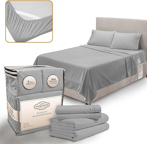 Miniatura 1 de Abeero Home Juego de sábanas de alta calidad tamaño matrimonial, ropa de cama de hotel de lujo, sábanas refrescantes con correas elásticas en las