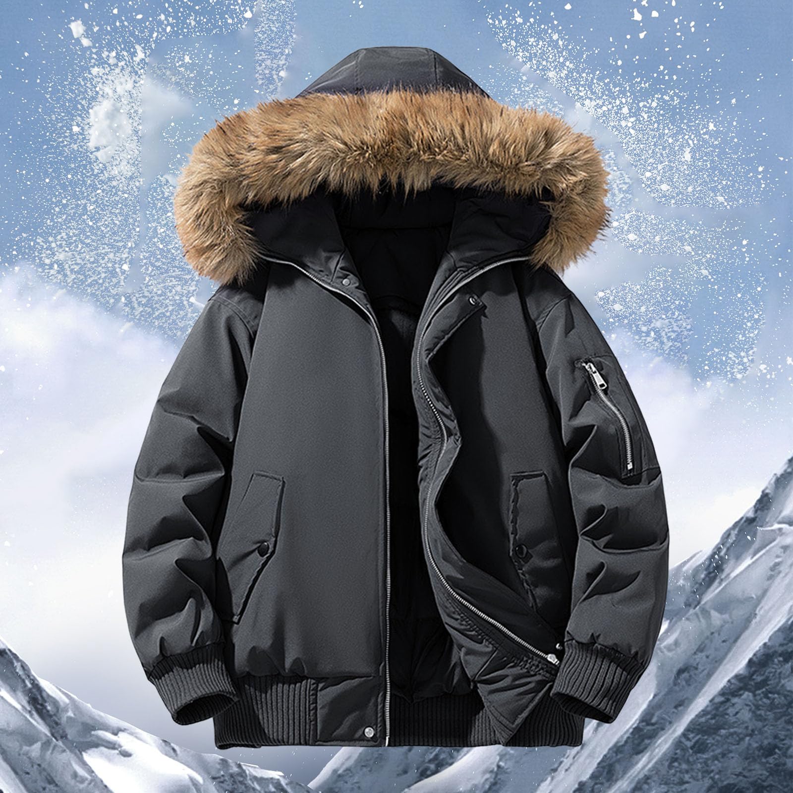 Chaqueta polar para hombre con cremallera y chaqueta de senderismo para hombre con capucha cómoda capa de invierno para clima frío y cortavientos ideal para aventuras al aire libre Casual Chaqueta