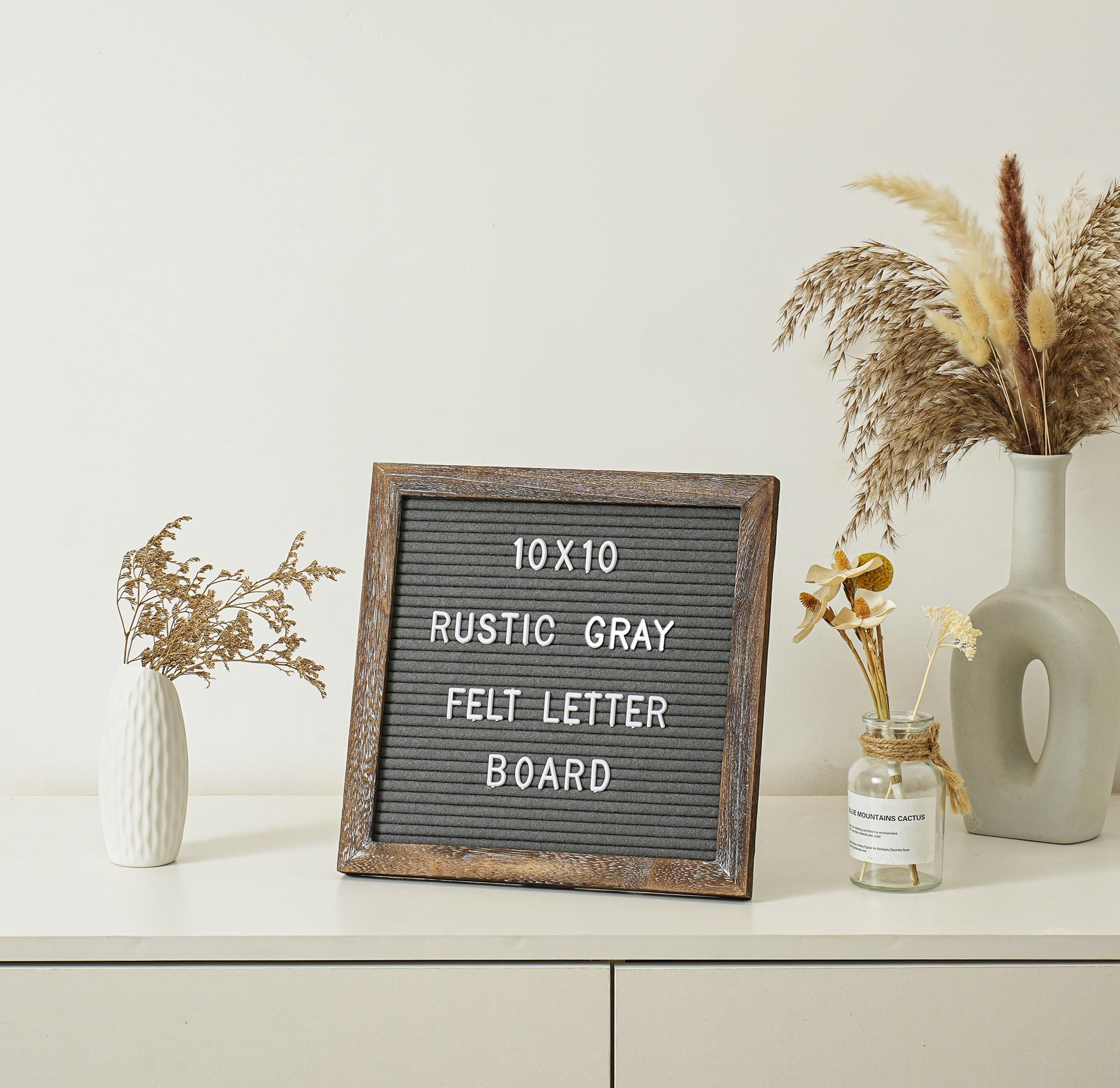G GAMIT Rustic Felt Letter Board with 340 Changeable Letters & Numbers, 10x10 Message Sign in Rustic Gray Frame with Stand and Canvas Bag for Announcement & Notification - Image 4