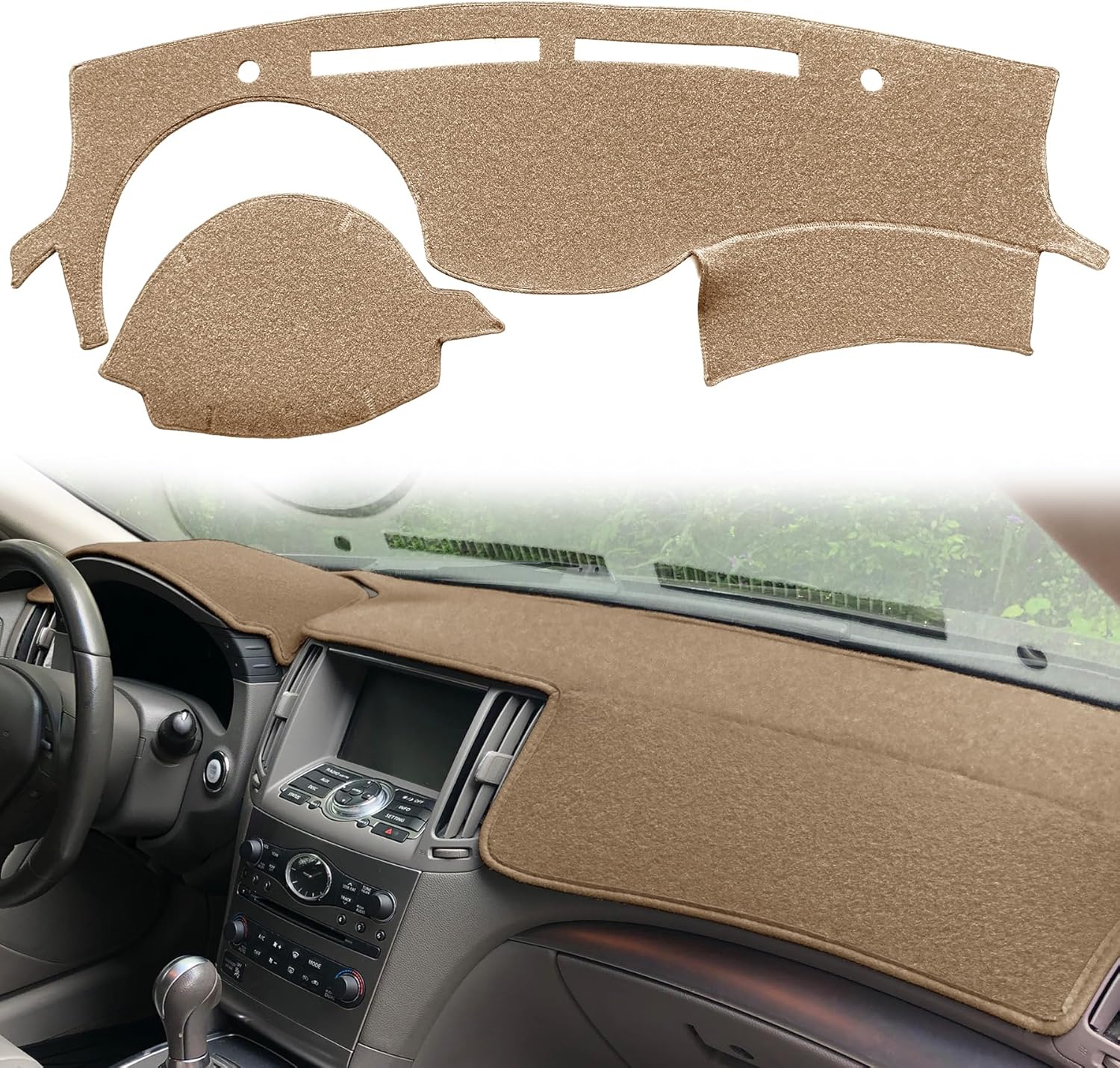 Dash Cover Mat Custom Fit for Infiniti G25 G25X G35 G35X G37 G37X 2008 2009 2010 2011 2012 2013,Infiniti Q40 Q60 2014 2015,Dashboard Pad Carpet Protector Y67 (Beige)