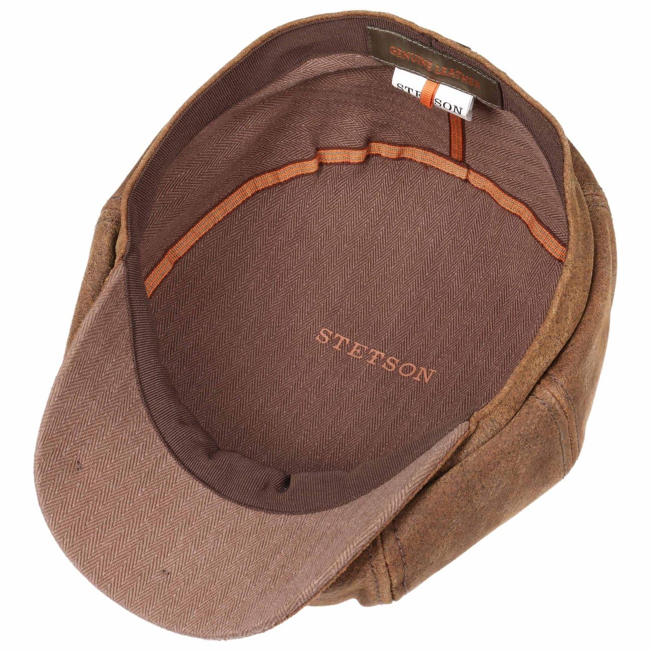 Stetson Gorra Burney Hatteras Hombre 100% Cuero Autentico Forro de Algodón Newsboy Ocho Piezas Boina Moderna Verano/Invierno