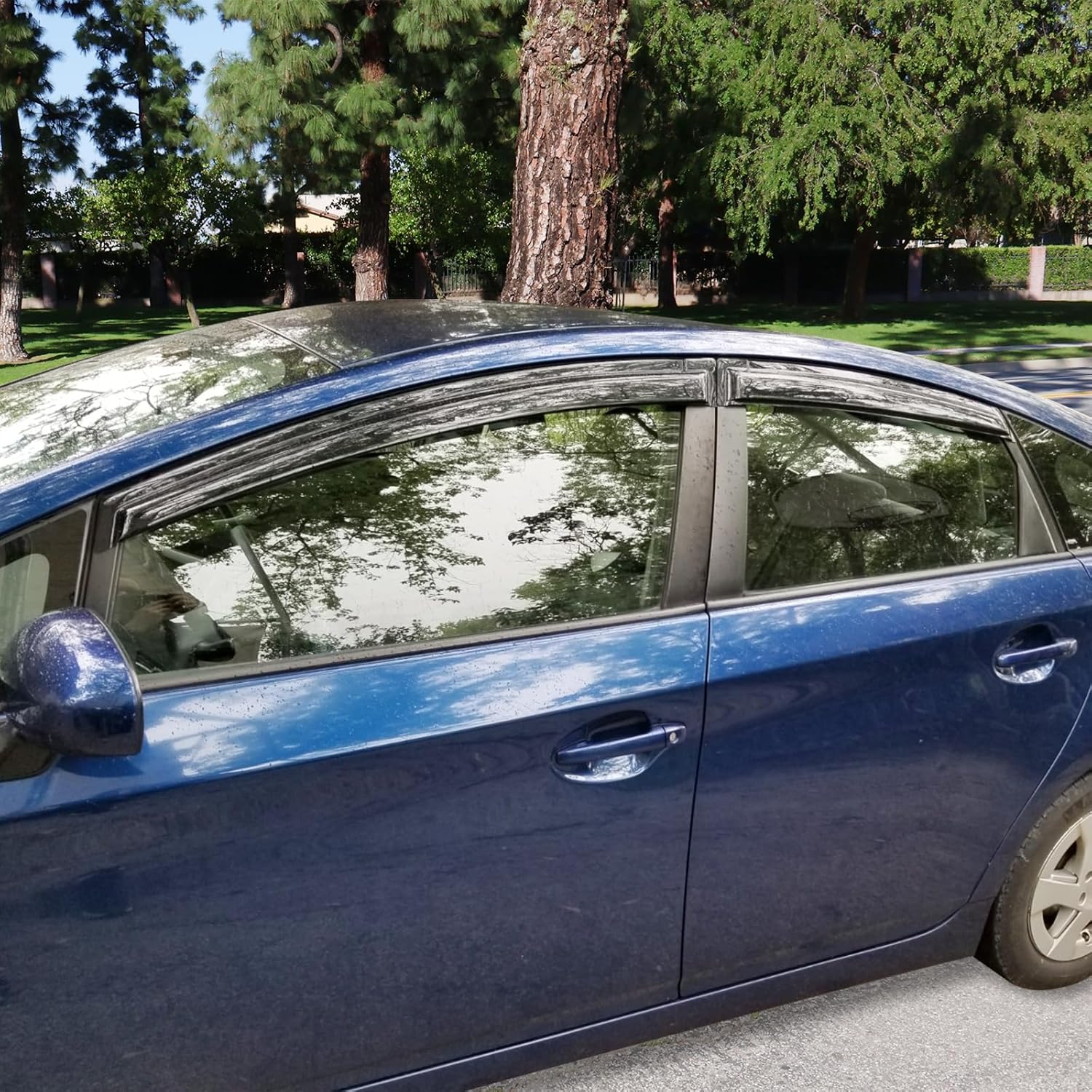 Window Visors Compatible with 2010-2015 Toyota Prius, Dark Smoke Car Rain Sun Window Shade Guard Visor by IKON MOTORSPORTS, 2011 2012 2013 2014