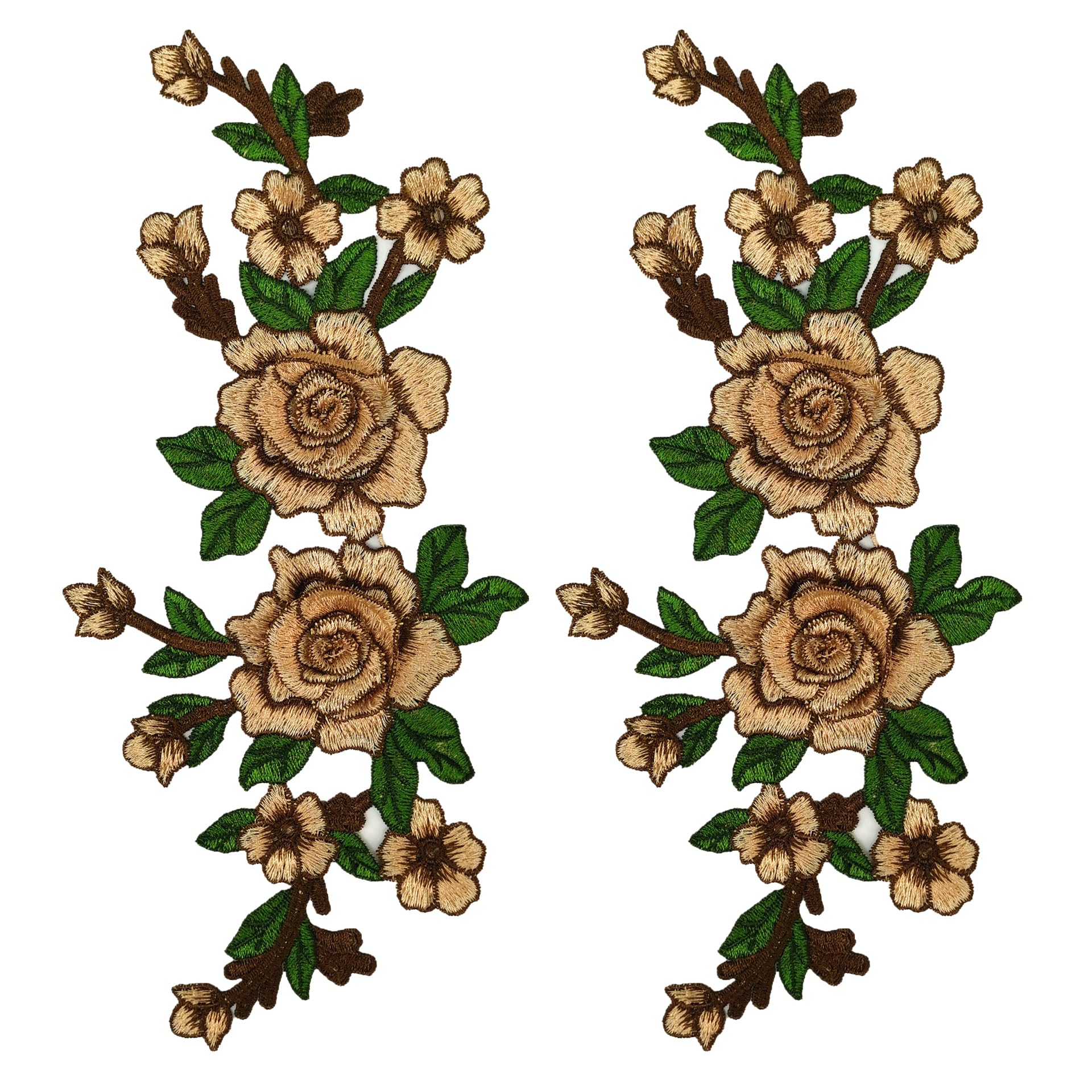 Vintage Rose Sew Lace Flower Embroidery Patches, 2 Count, for Dresses, Jackets, Blouses, Skirts, Vests, Scarves (Type-1)