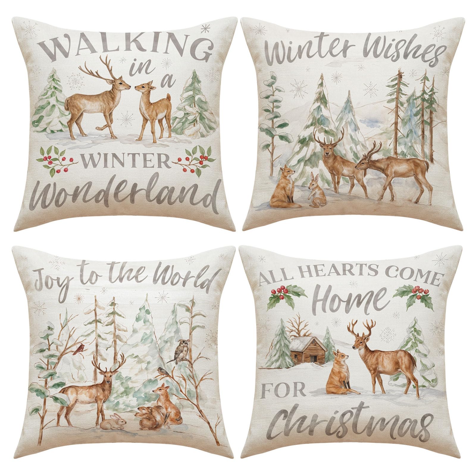 Kalttoy Multipurpose Christmas Pillow Covers Christmas Throw Pillows Covers for Home Room Sofa Couch Decoration Reindeers Pillowcase