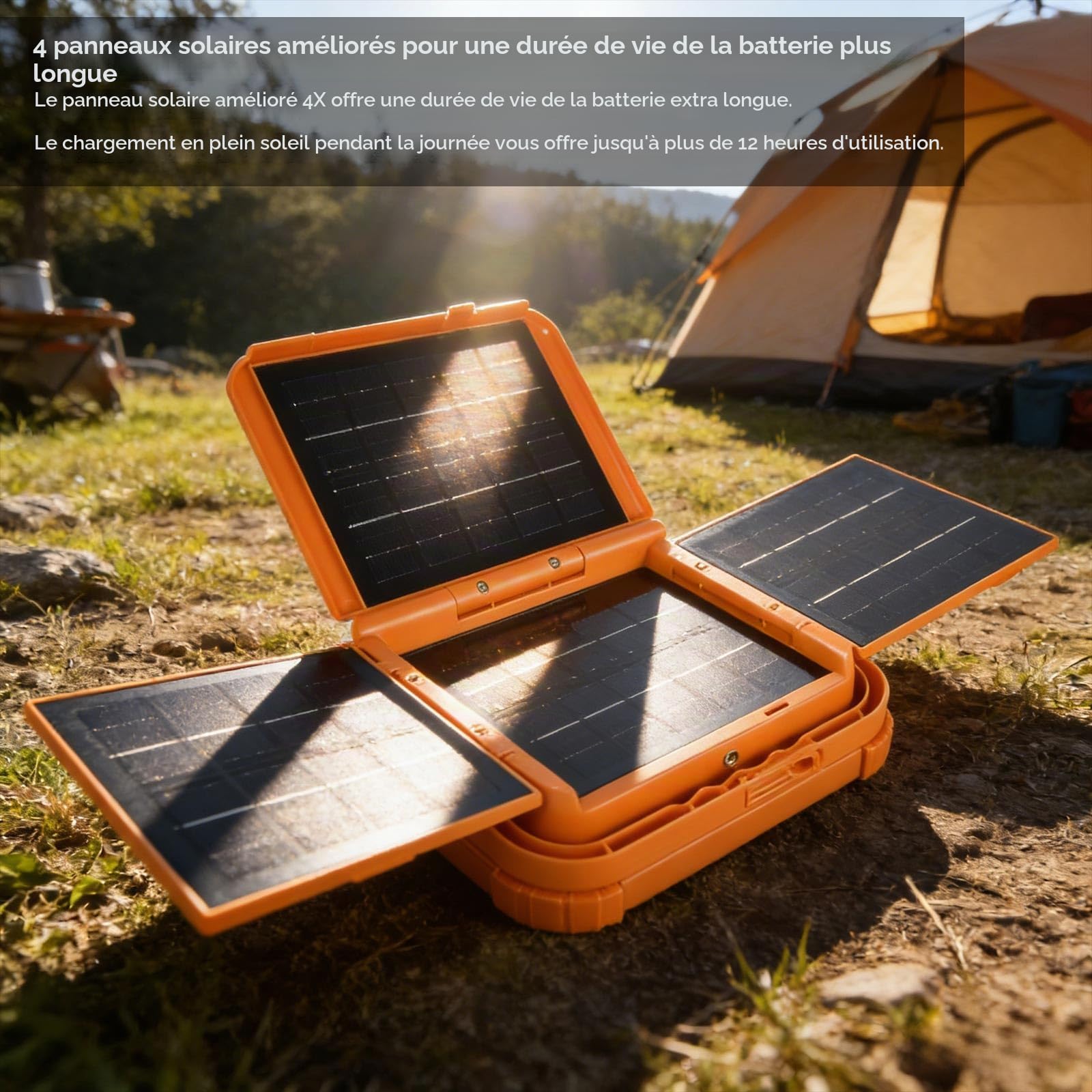 Projecteur Led Rechargeable Solaire Projecteur Led Batterie 24000 mAh avec Luminosité Réglable, Lampe de Chantier pour Camping, Chantiers de Construction, éclairage de secours