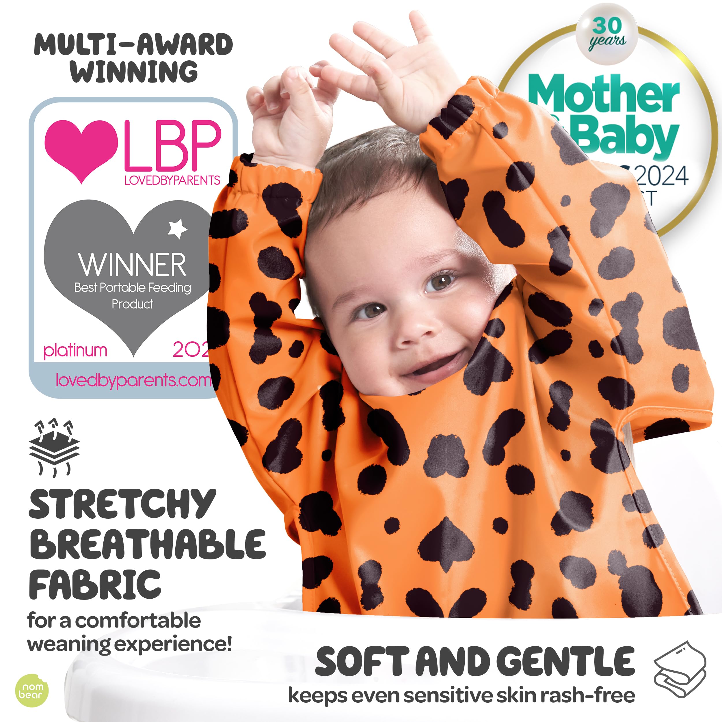 Nombear Baby Weaning Bib with Sleeves - Waterproof Baby Bibs 6-12 Months for Baby Led Weaning, Coverall Bibs for Baby Feeding, Long Sleeve Bibs for Toddler, Baby Bibs with Sleeves, Baby Apron - Image 2