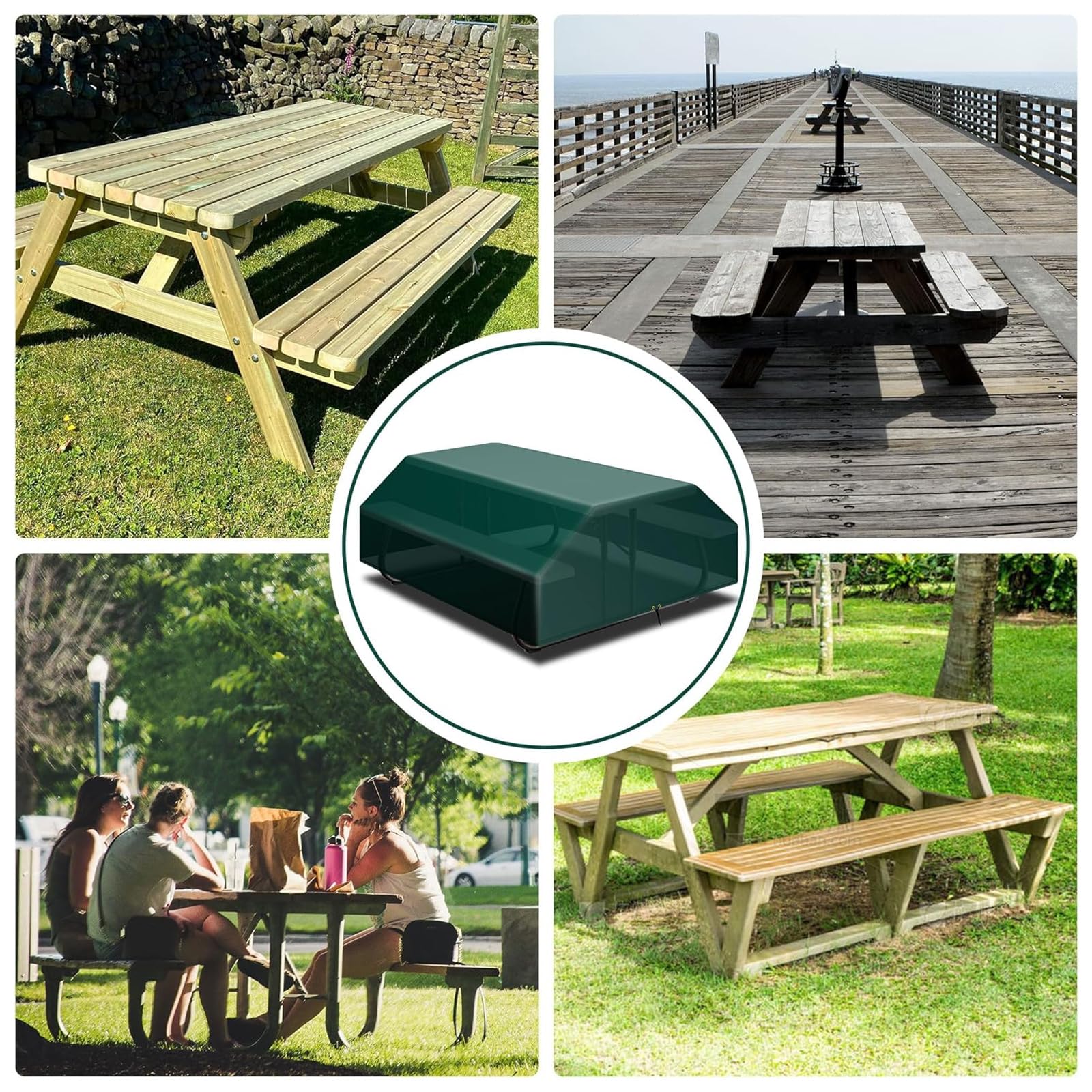 Wasserdichte Outdoor-Abdeckung für Kinder-Picknicktisch, robuster Schutz für Bierbank-Set, Gartentischabdeckung, schwarze PVC-Plane für Picknick-Sitzgelegenheiten aus Holz (Größe: 160 x 150 x 80 cm)