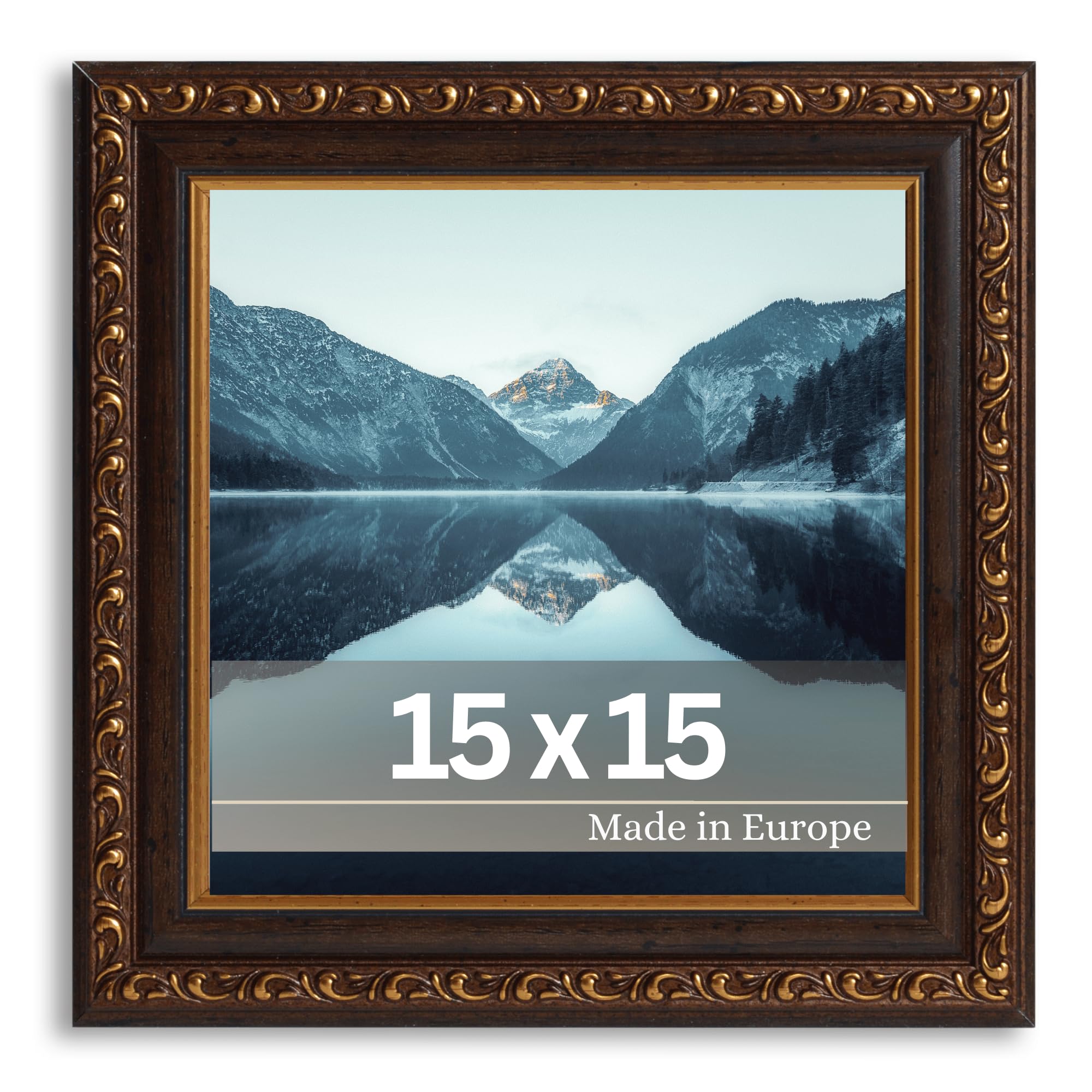 VictoR antiker - kunstvoller Fotorahmen „Chagall“ in Schwarz Gold - 15x15 cm Deko Vintage - Bilderrahmen Quadratisch - Bilderrahmen Schwarz 15x15 - Barock
