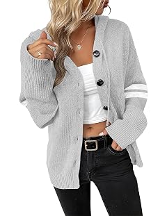 WROLEM Womens Casual Cardigan V Neck Button Down Hooded Sweaters Long Sleeve Hoodies Outfits