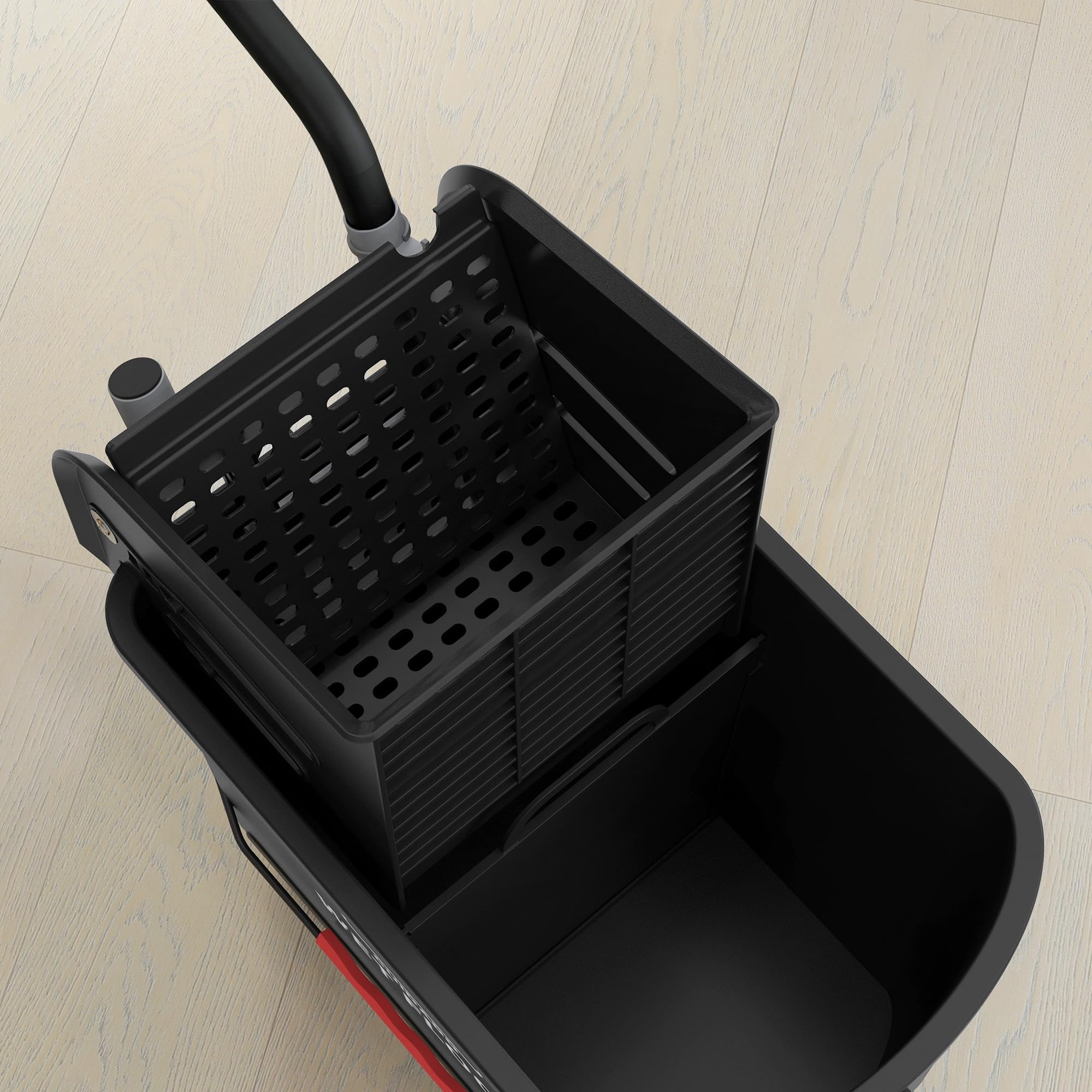 HOMCOM Cubo de Fregona con Ruedas Capacidad de 20 L Cubo de Fregar con Sistema de Escurridor Ruedas y Asa de Transporte para Doméstico y Comercial Negro