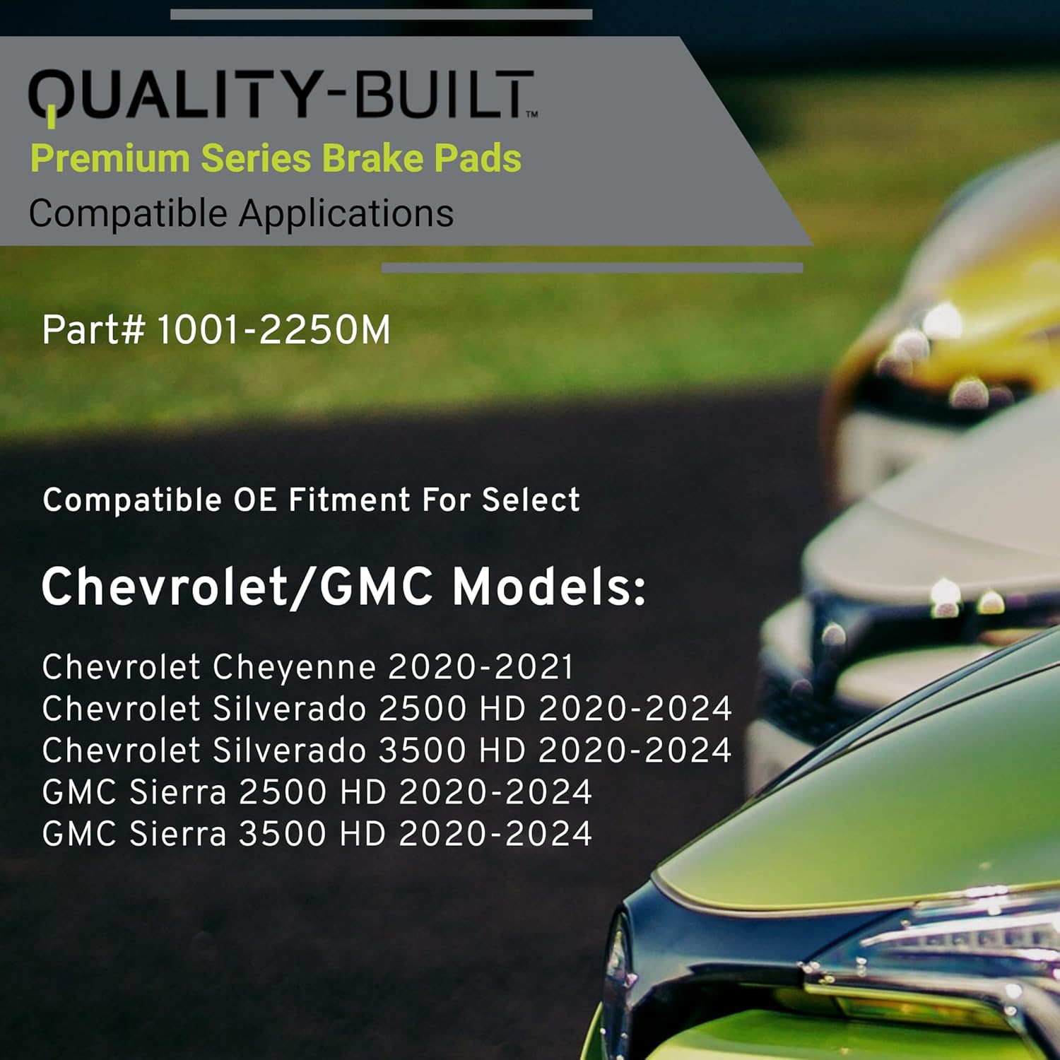 QUALITY-BUILT Rear Semi-Metallic Brake Pads, Premium 1001-2250M, Compatible with 2020-2024 Chevrolet/GMC (Cheyenne,Sierra 2500 HD,Sierra 3500 HD,Silverado 2500 HD,Silverado 3500 HD)