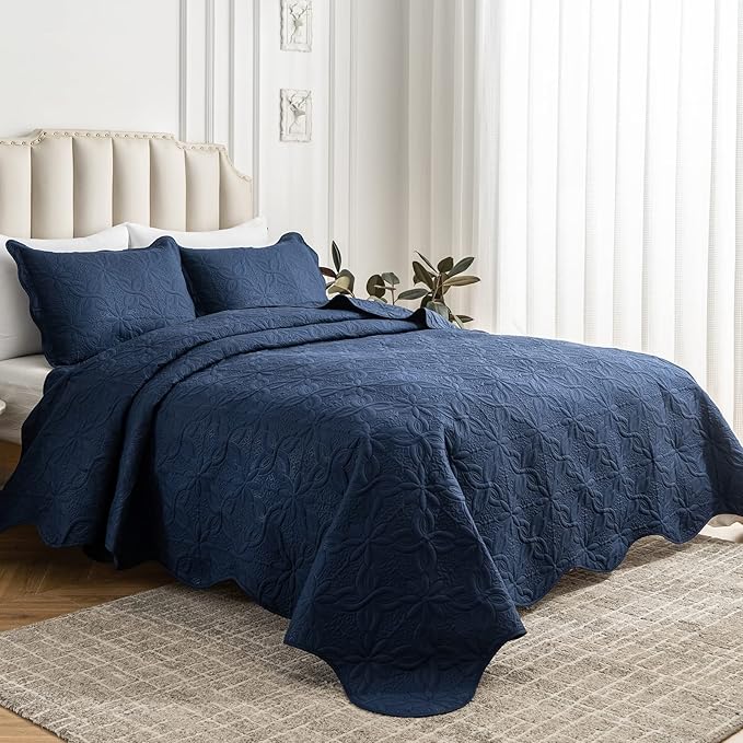 Auemtyn King Size Quilt Set 3 Pieces, Soft Lightweight