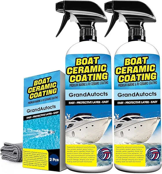 Marine Ceramic Coating For Boats - Rv Wax With Uv Protection For Fiberglass | Uv Damage Protection & Surface Enhancement | Boat Spray Wax， Boat Cleaner, Boat Accessories (2Pcs)